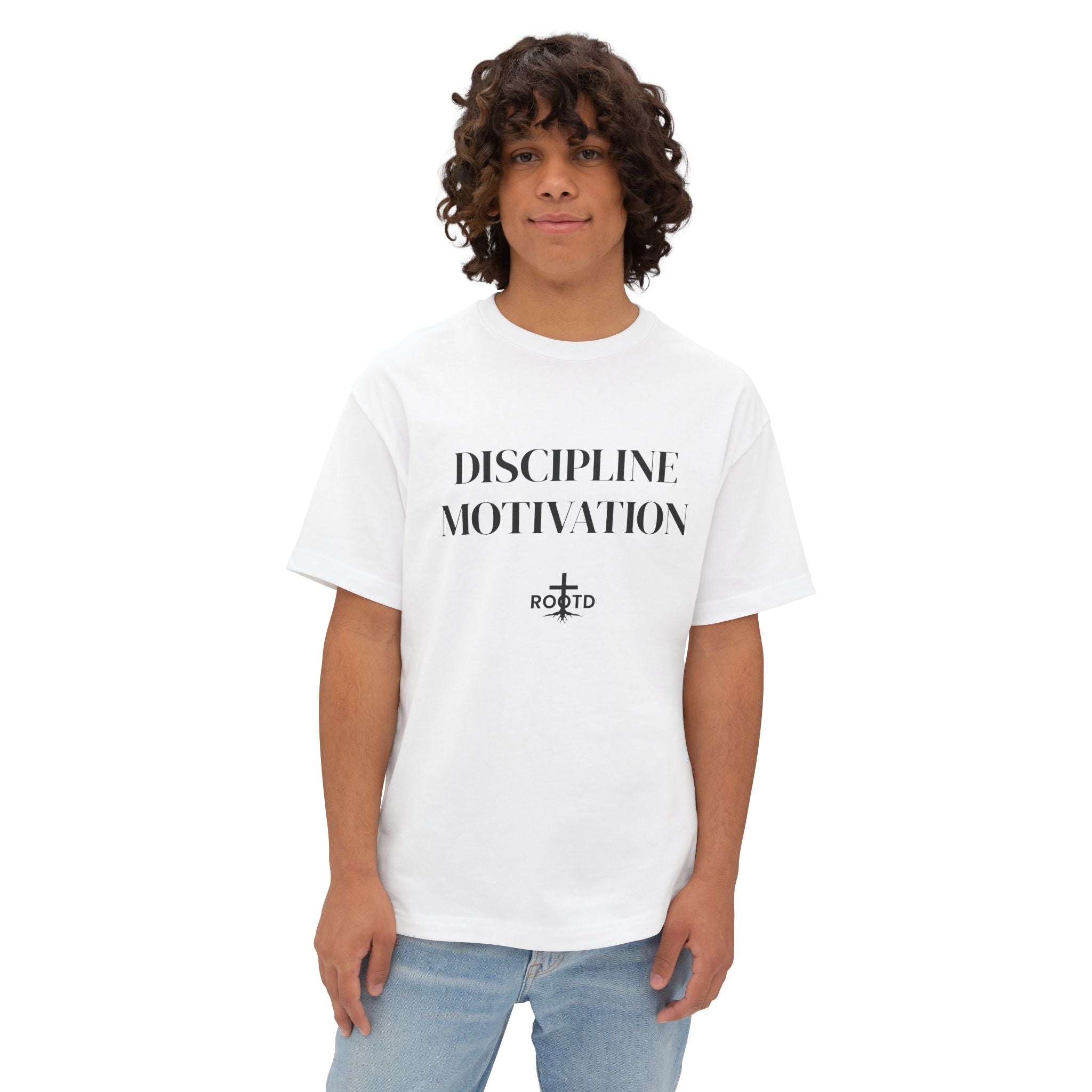 Discipline Over Motivation Oversized Tee — 'Discipline Motivation' Graphic Shirt with 2 Timothy Scripture Back