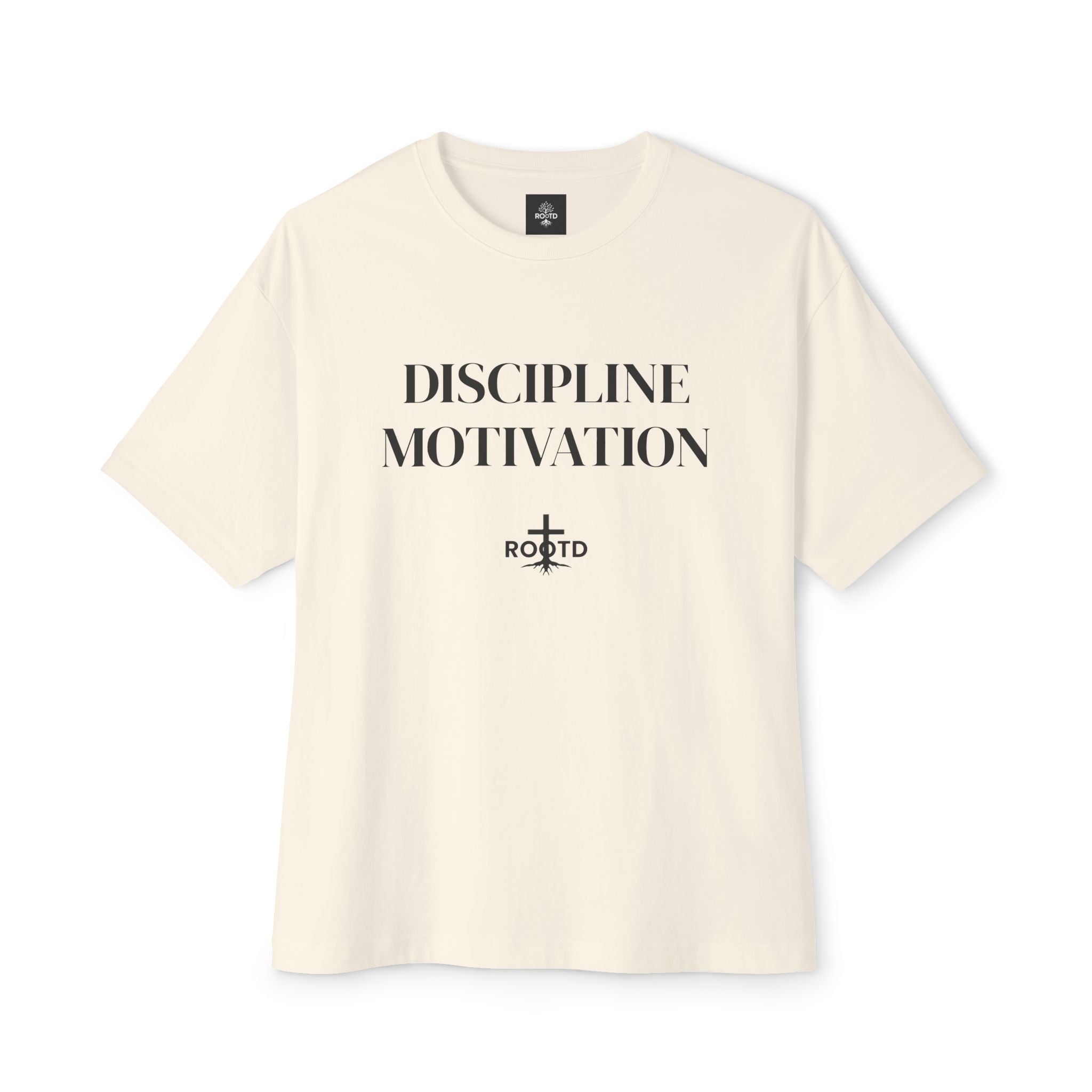 Discipline Over Motivation Oversized Tee — 'Discipline Motivation' Graphic Shirt with 2 Timothy Scripture Back