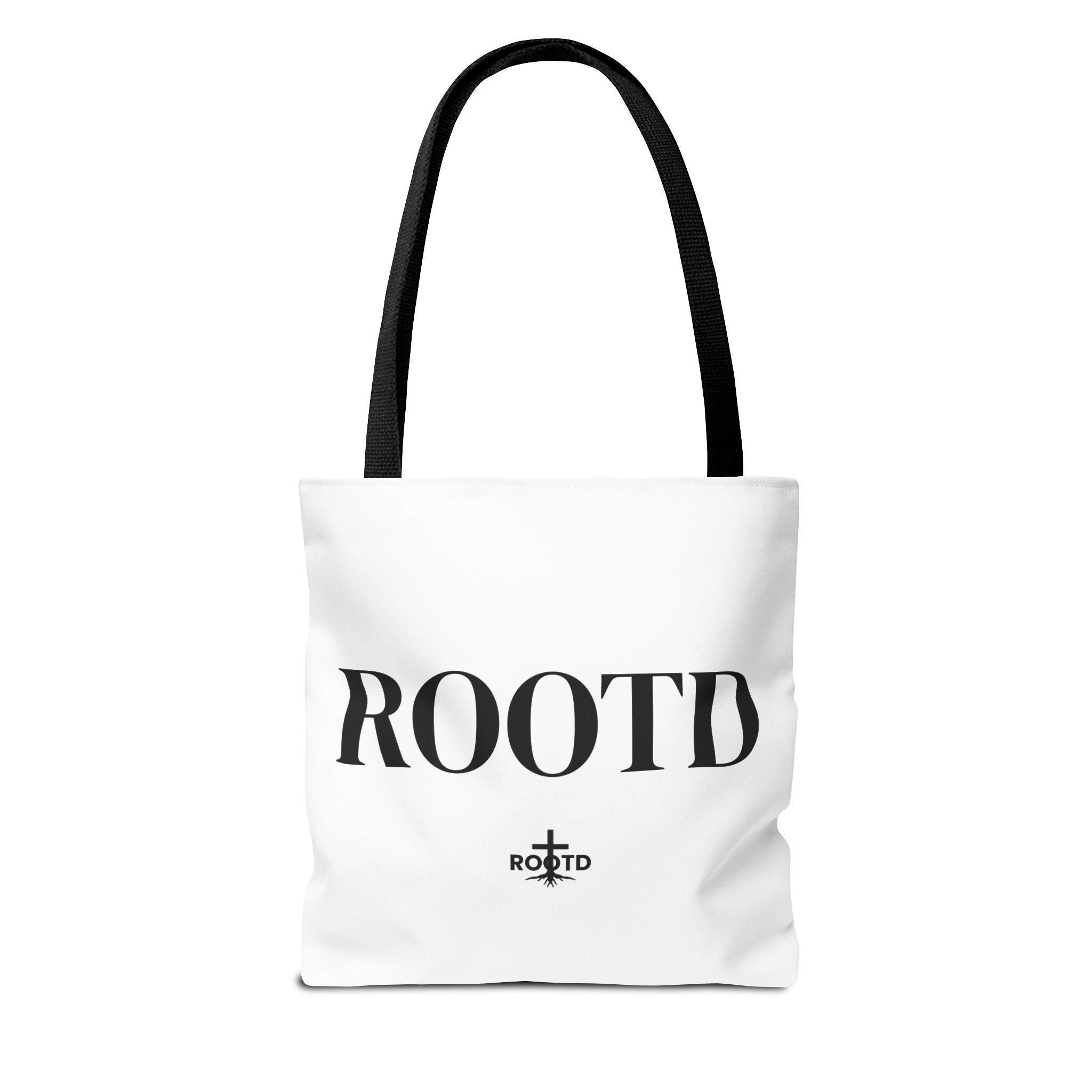 ROOTD Logo Tote Bag — Minimalist Black & White Everyday Carry