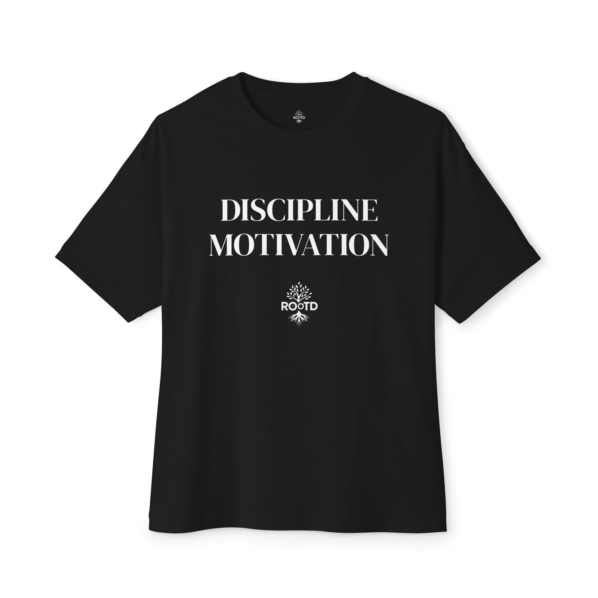Discipline Over Motivation Oversized Tee — 'Discipline Motivation' Graphic Shirt with 2 Timothy Scripture Back