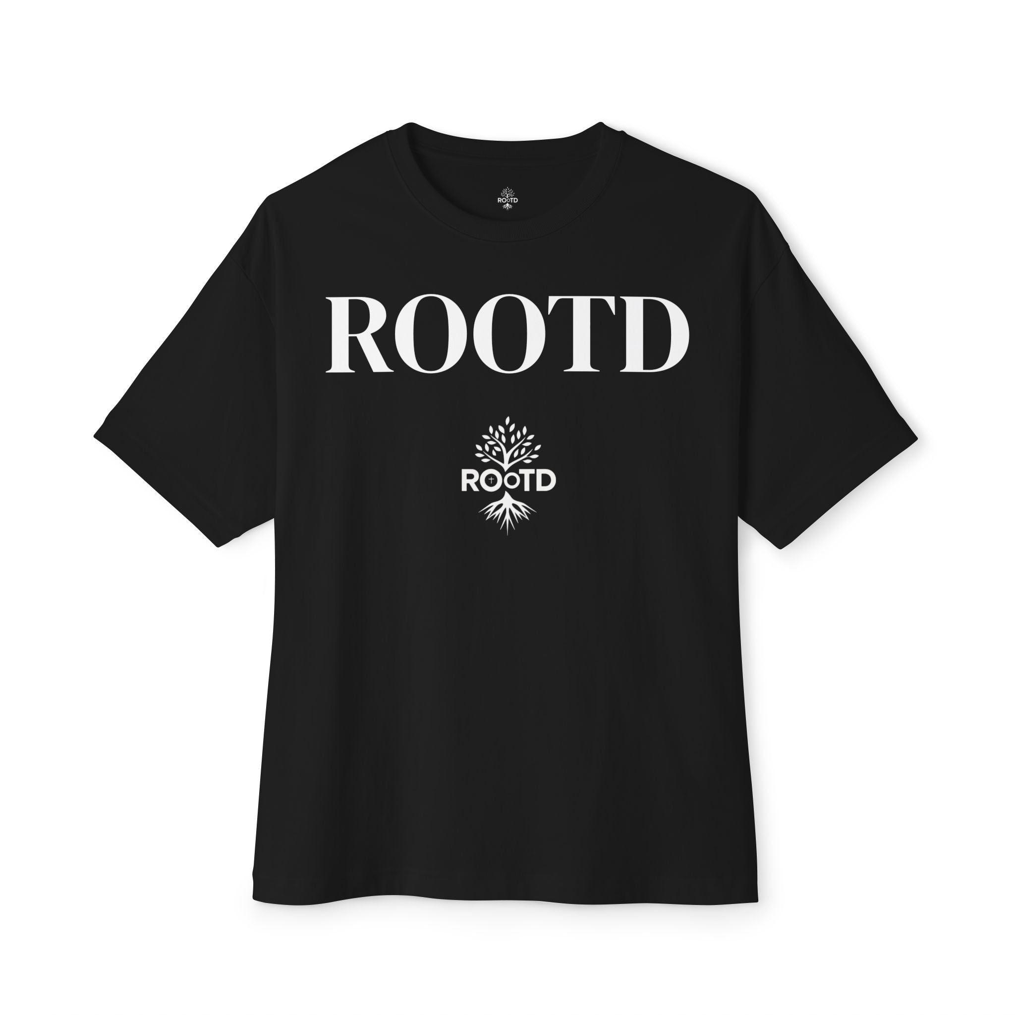 ROOTD Logo Oversized Tee — Minimalist Faith Graphic T‑Shirt