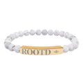 ROOTD Engraved Natural Stone Bead Bracelet — Stretch Bar Bracelet with 'ROOTD' Plate