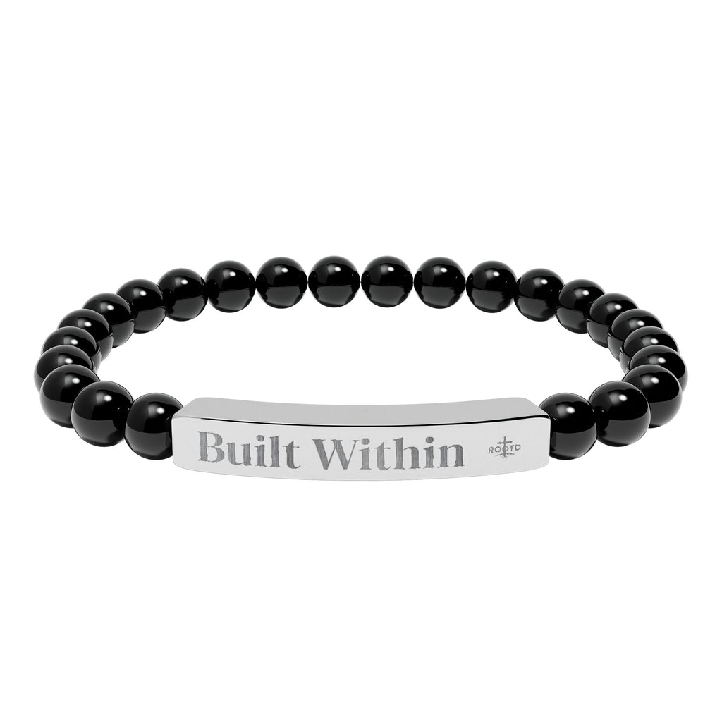 Engraved 'Built Within' Natural Stone Stretch Bracelet