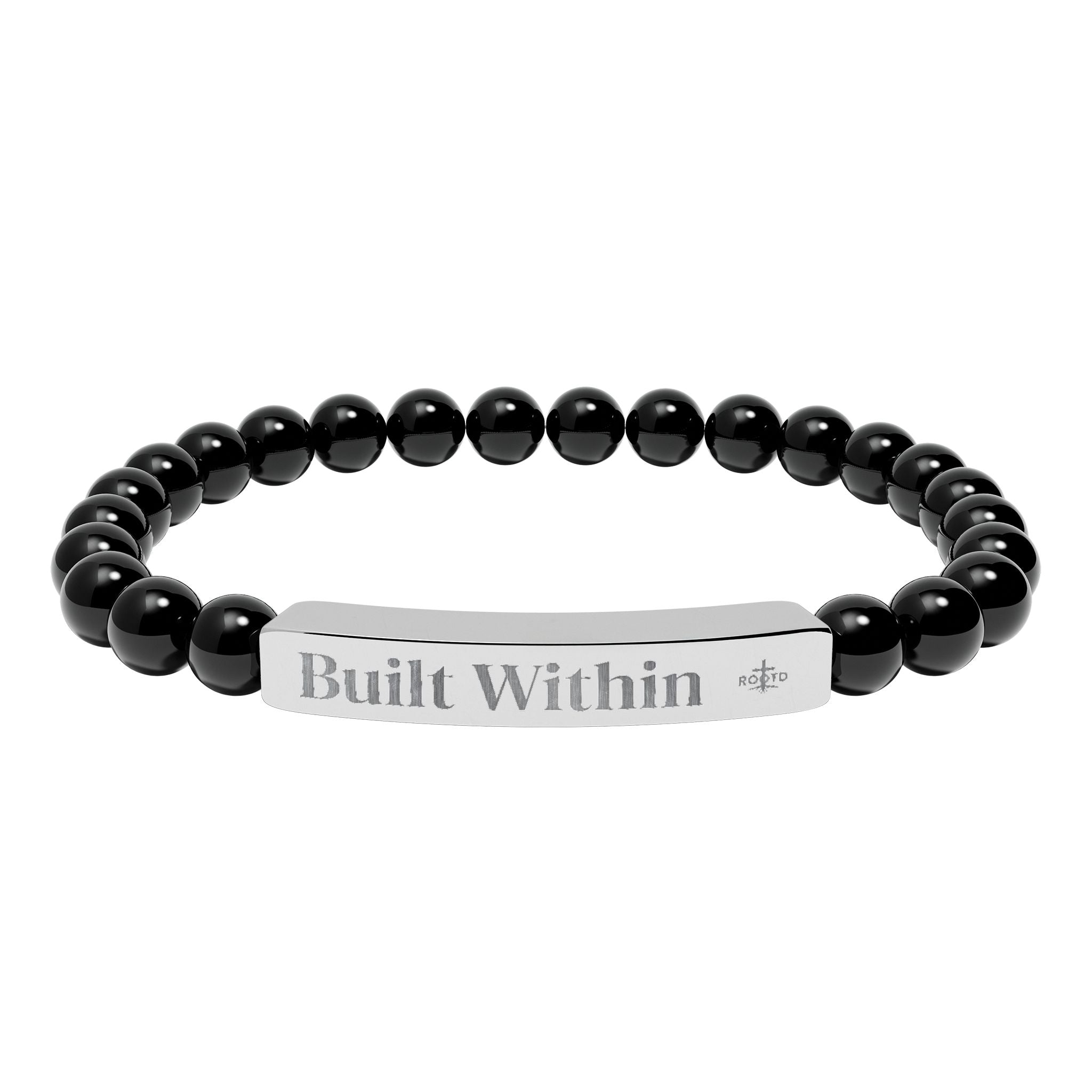 Engraved 'Built Within' Natural Stone Stretch Bracelet