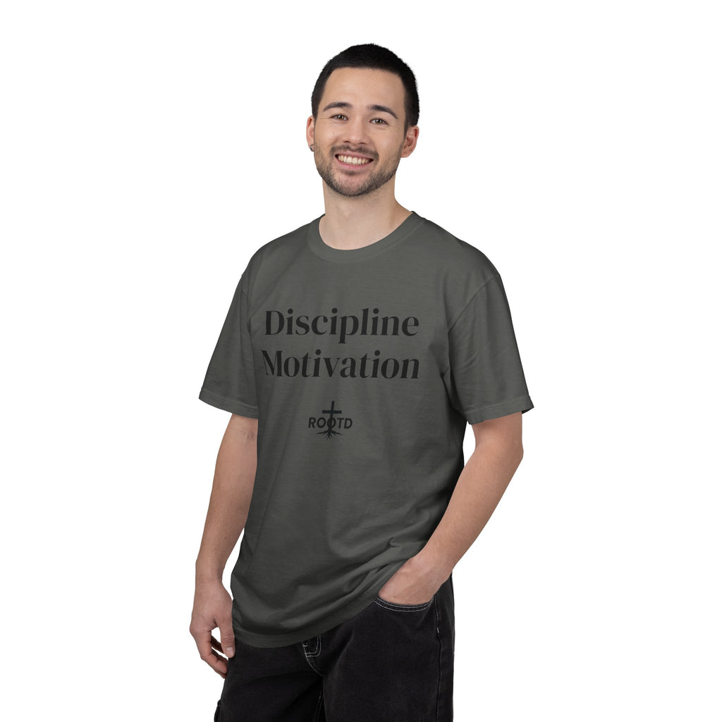 Discipline Over Motivation Christian T‑Shirt — 2 Timothy 1:7 Scripture Tee