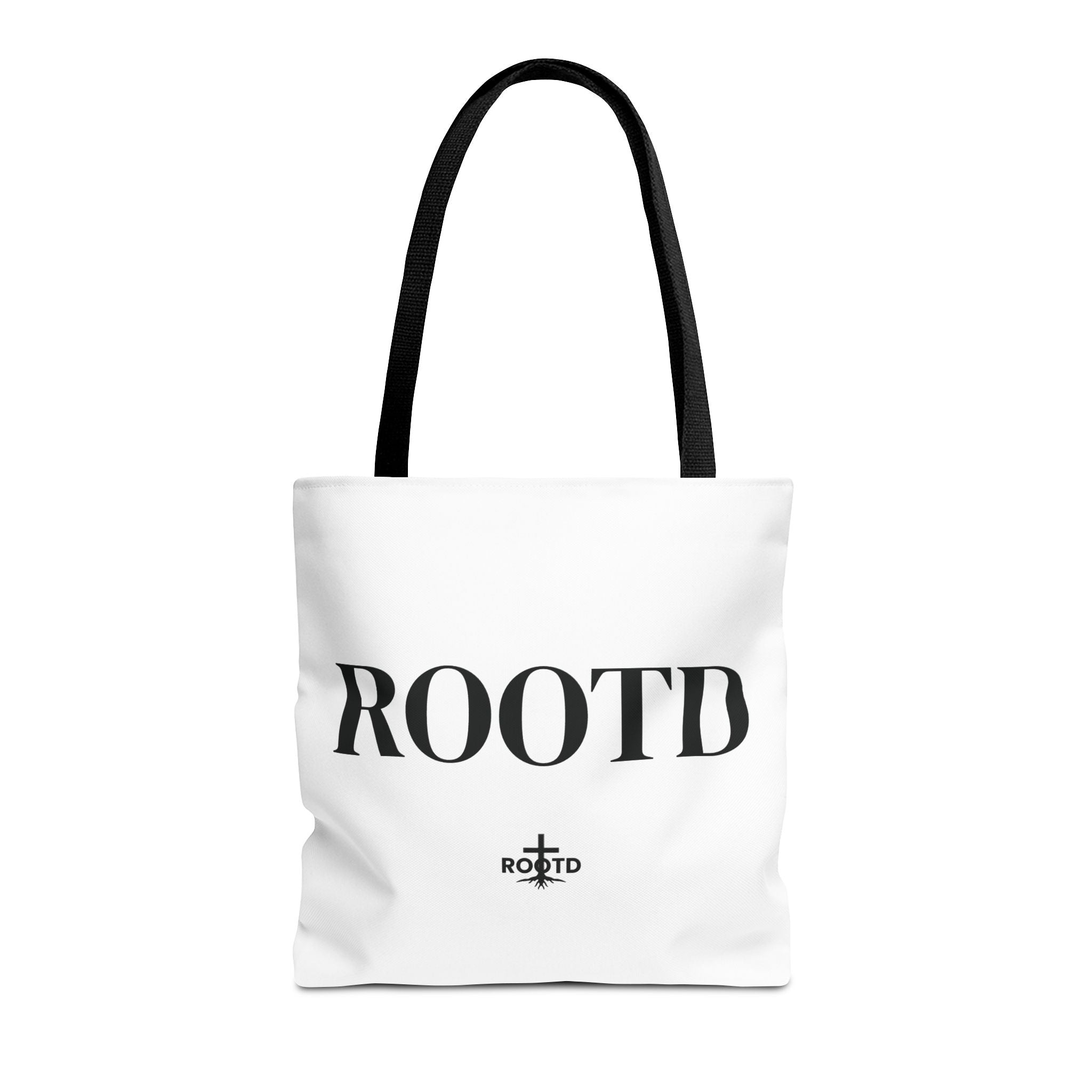 ROOTD Logo Tote Bag — Minimalist Black & White Everyday Carry