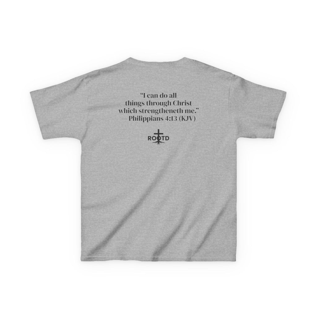 Kids Tee — "Built Within" Christian Scripture T‑Shirt (Philippians 4:13)