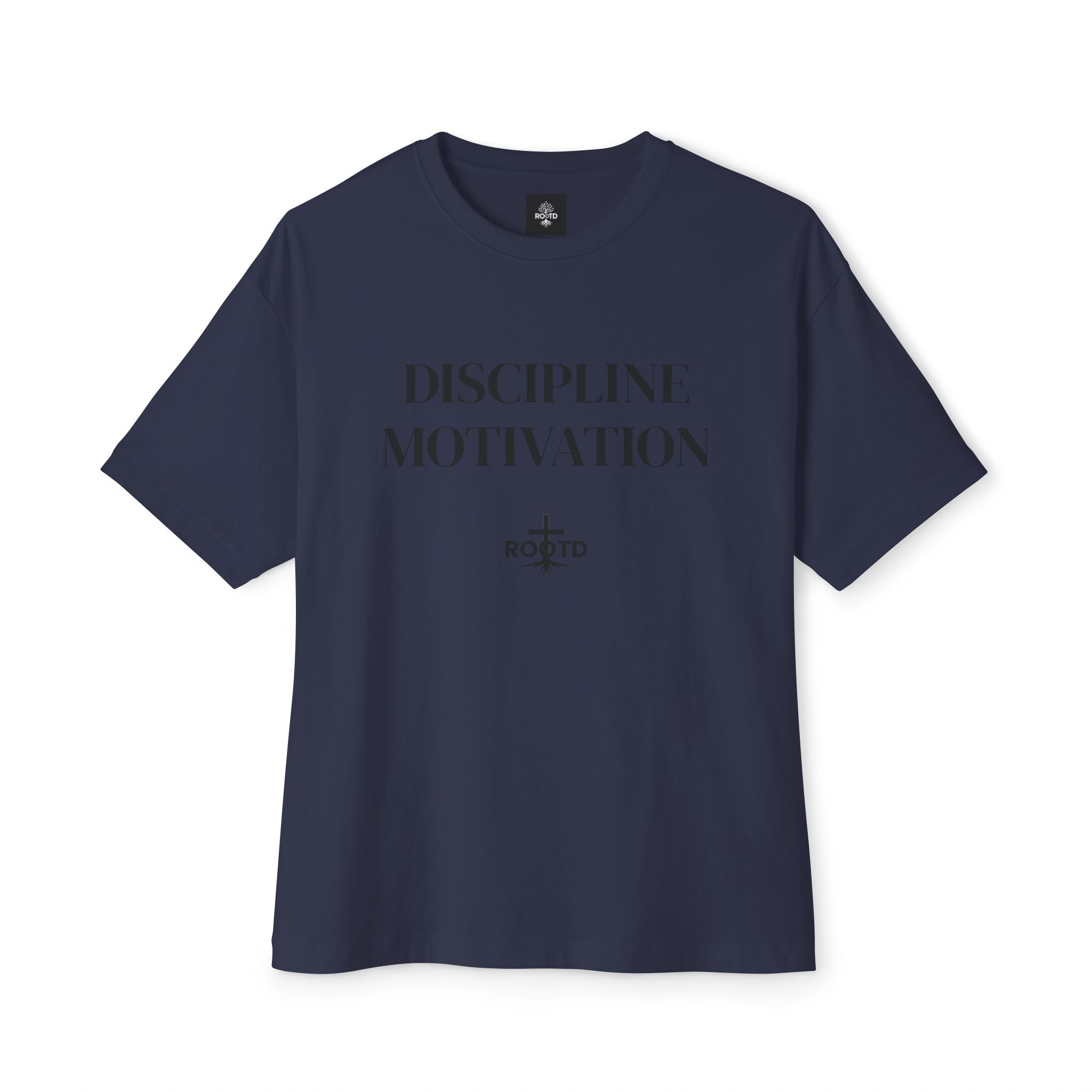 Discipline Over Motivation Oversized Tee — 'Discipline Motivation' Graphic Shirt with 2 Timothy Scripture Back