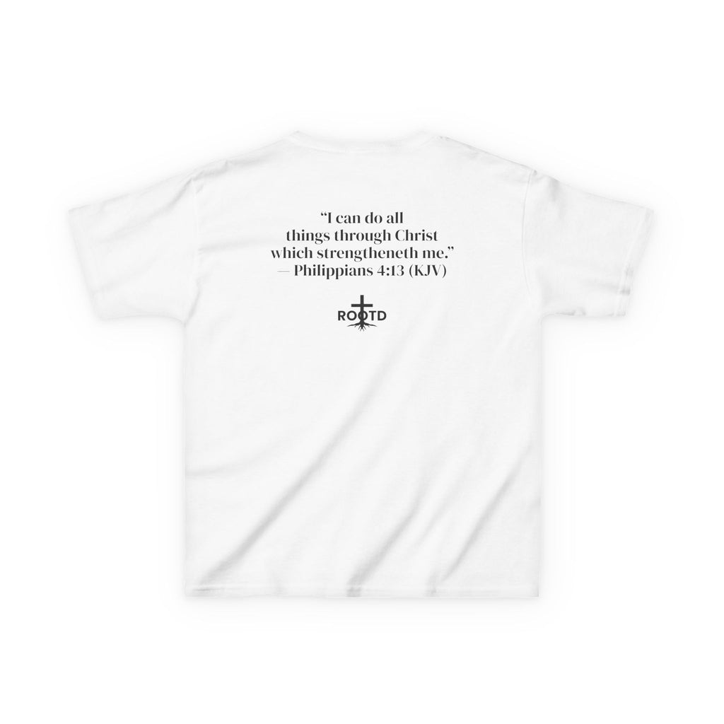 Kids Tee — "Built Within" Christian Scripture T‑Shirt (Philippians 4:13)
