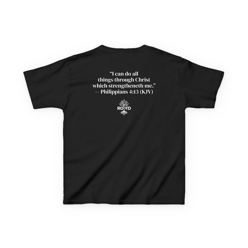 Kids Tee — "Built Within" Christian Scripture T‑Shirt (Philippians 4:13)