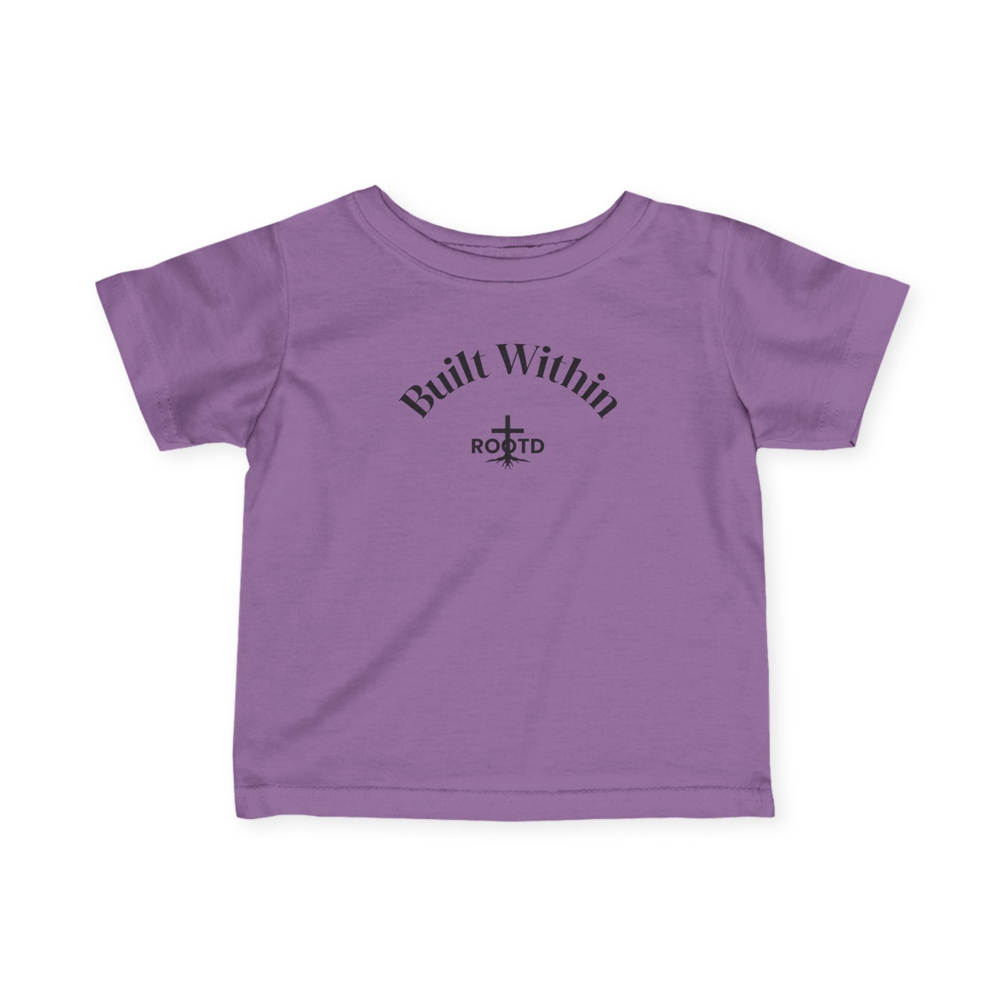 Infant Tee "Built Within" | Christian Baby Shirt with 'Rooted' Cross & Philippians 4:13 Back