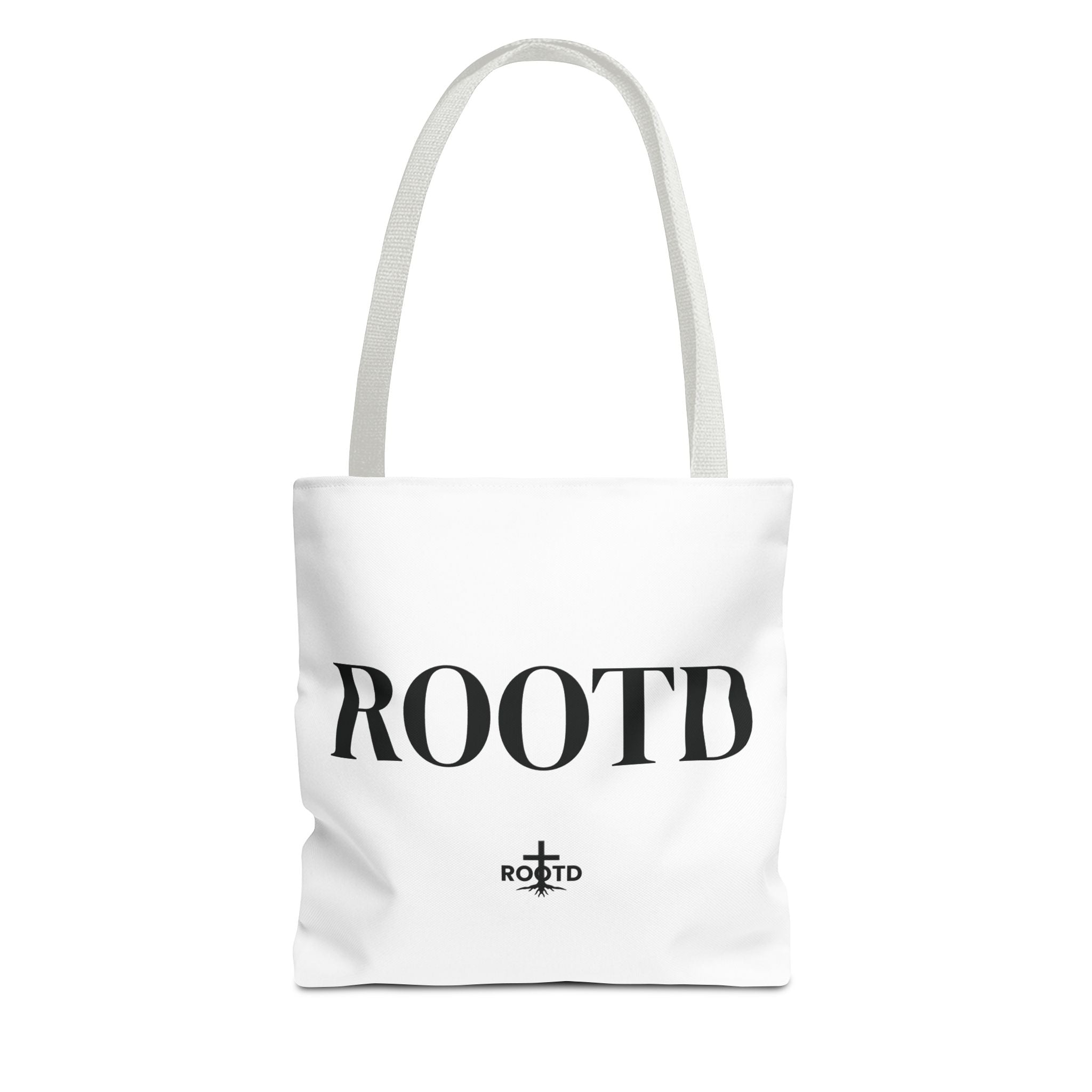 ROOTD Logo Tote Bag — Minimalist Black & White Everyday Carry