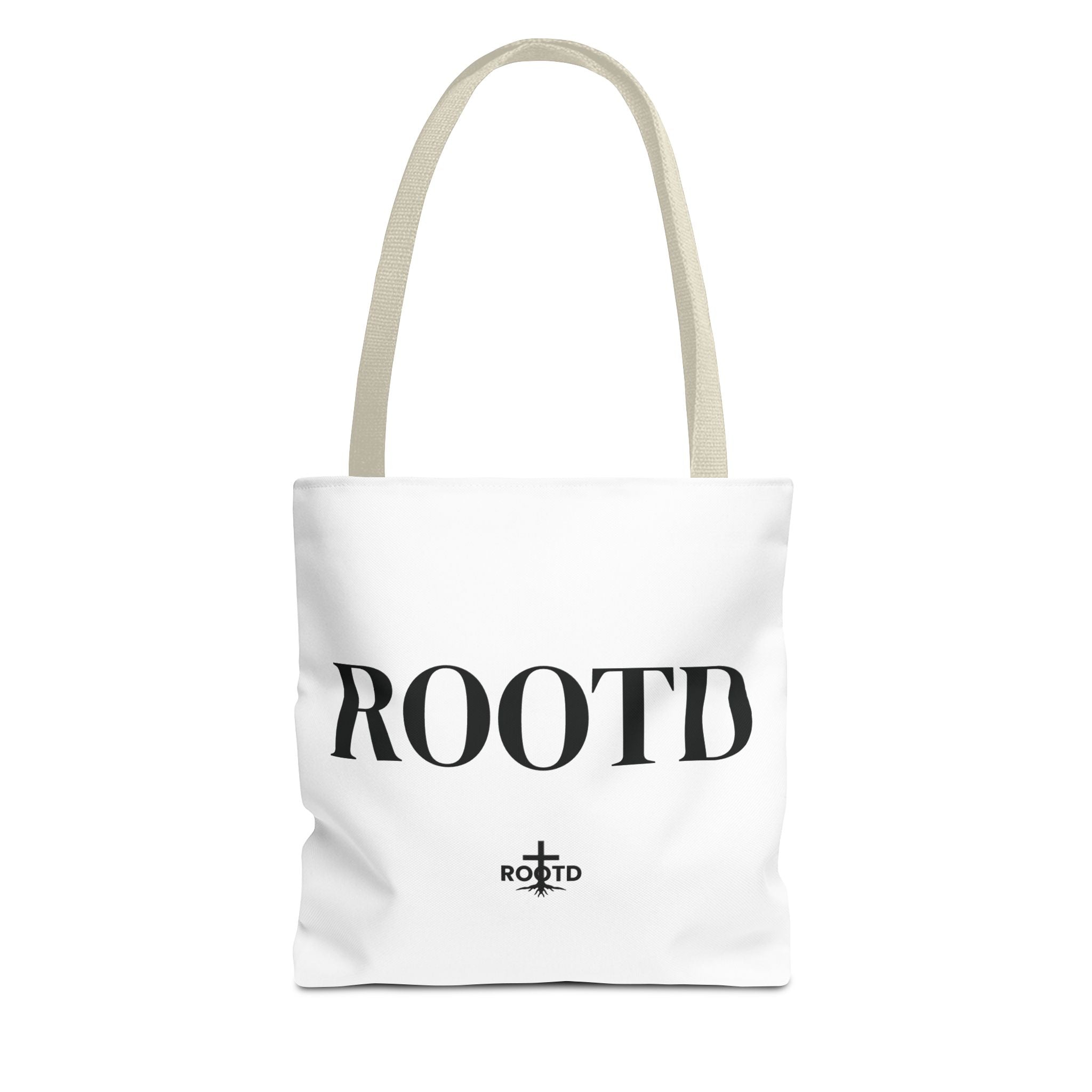 ROOTD Logo Tote Bag — Minimalist Black & White Everyday Carry
