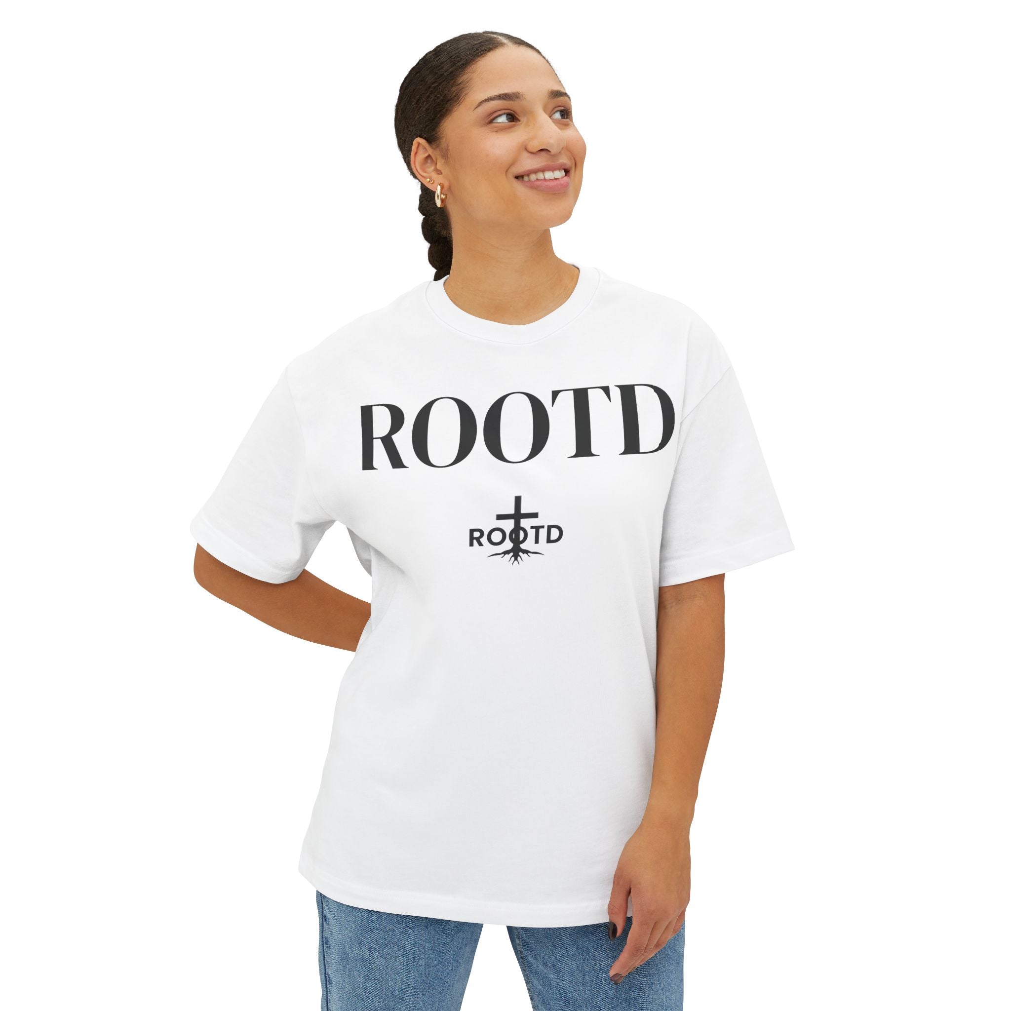 ROOTD Logo Oversized Tee — Minimalist Faith Graphic T‑Shirt