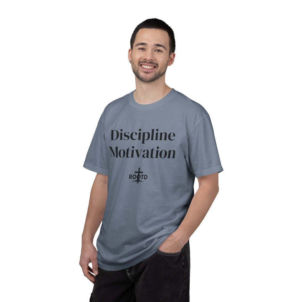 Discipline Over Motivation Christian T‑Shirt — 2 Timothy 1:7 Scripture Tee