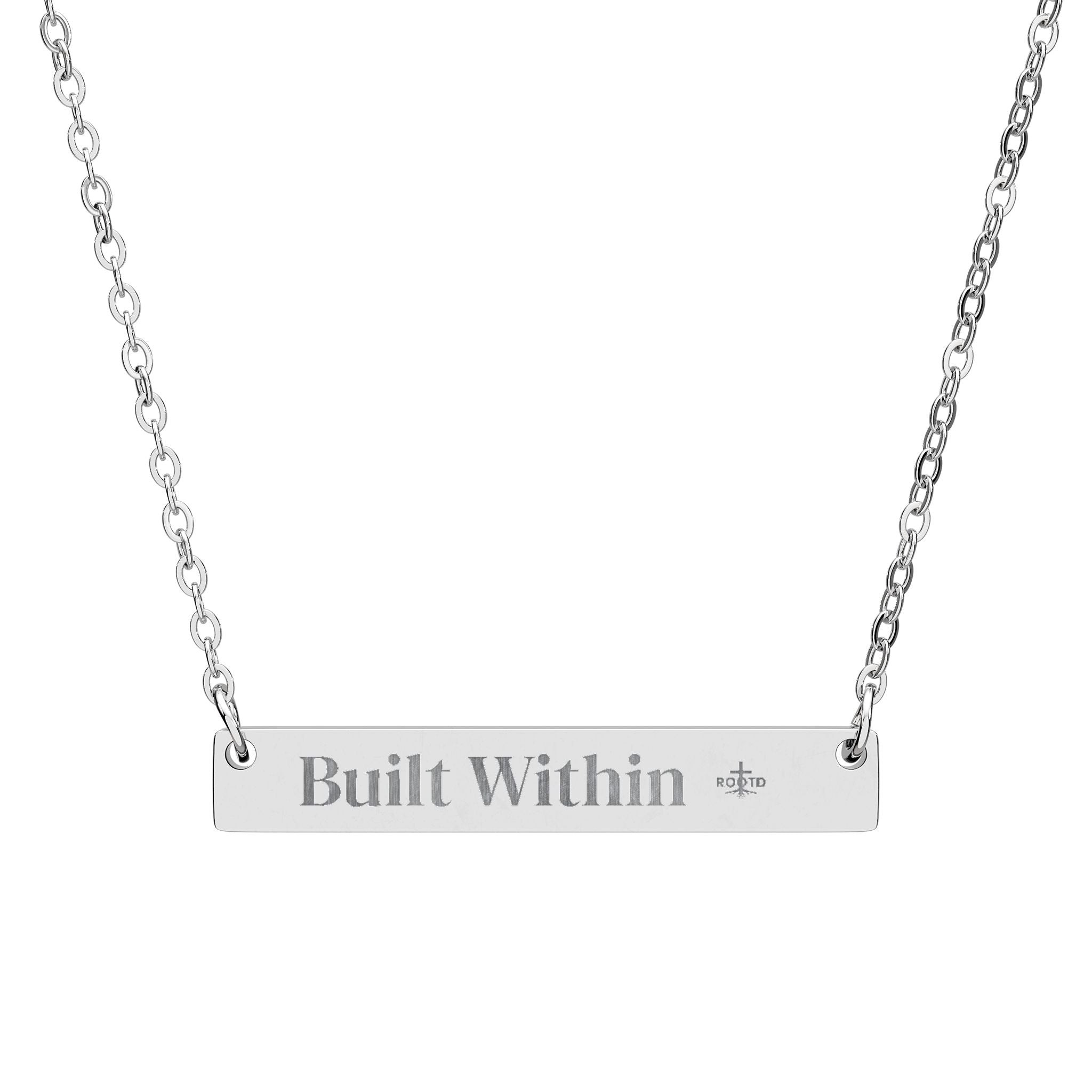 Engraved "Built Within" Horizontal Bar Necklace — Personalized Inspirational Jewelry