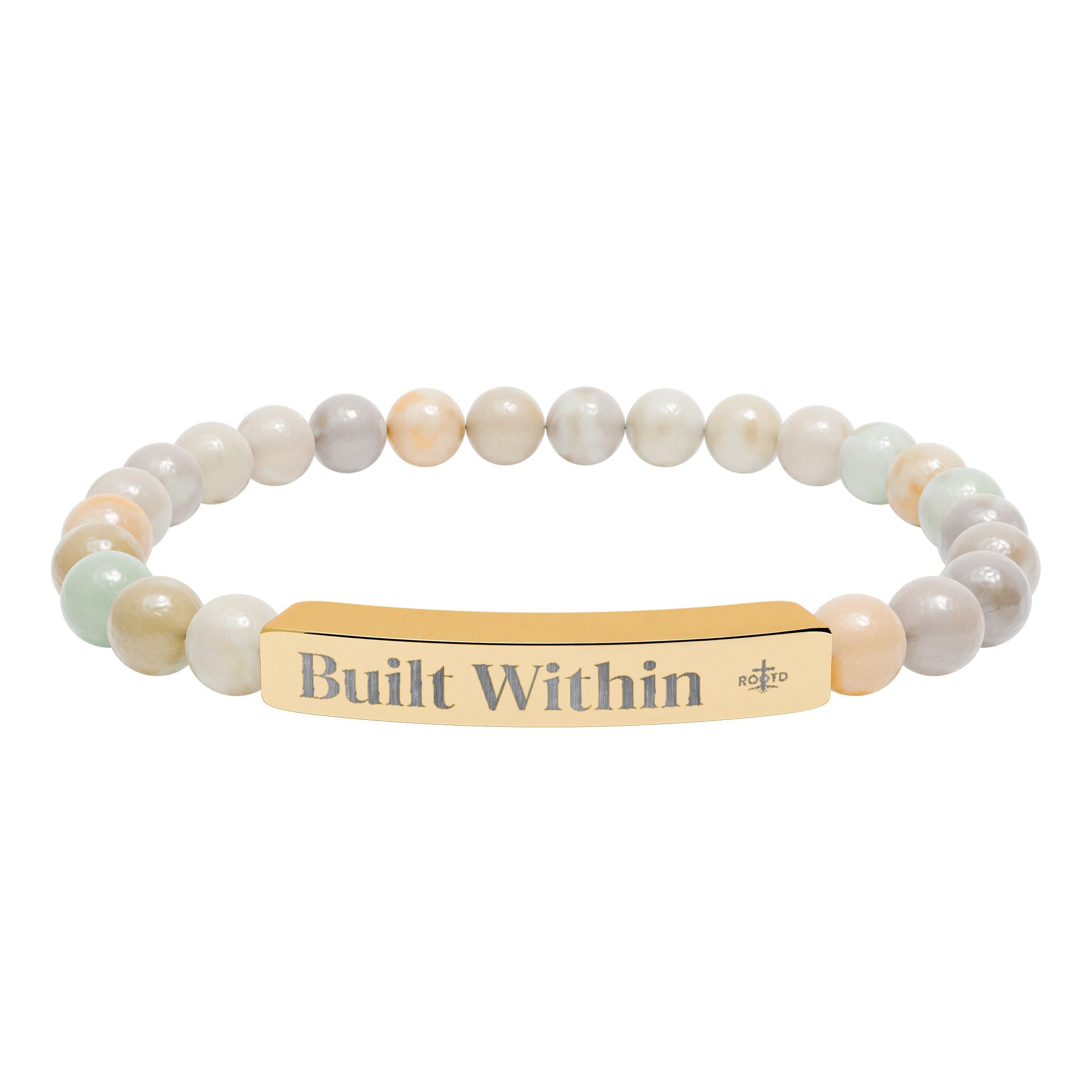 Engraved 'Built Within' Natural Stone Stretch Bracelet