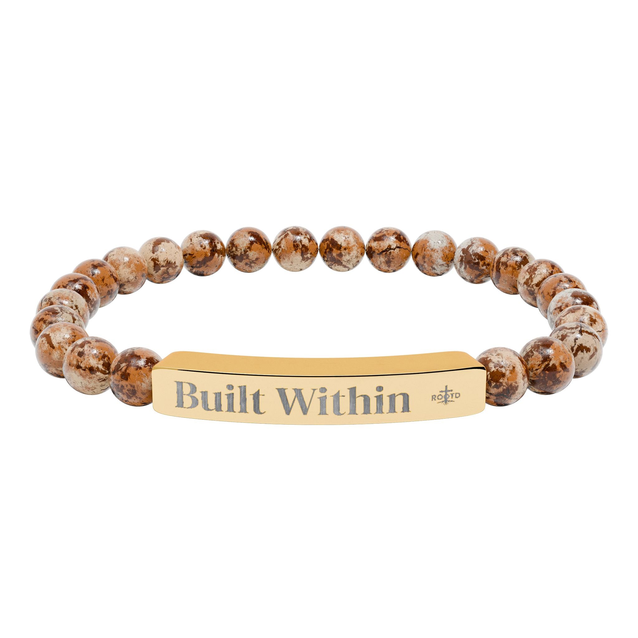 Engraved 'Built Within' Natural Stone Stretch Bracelet