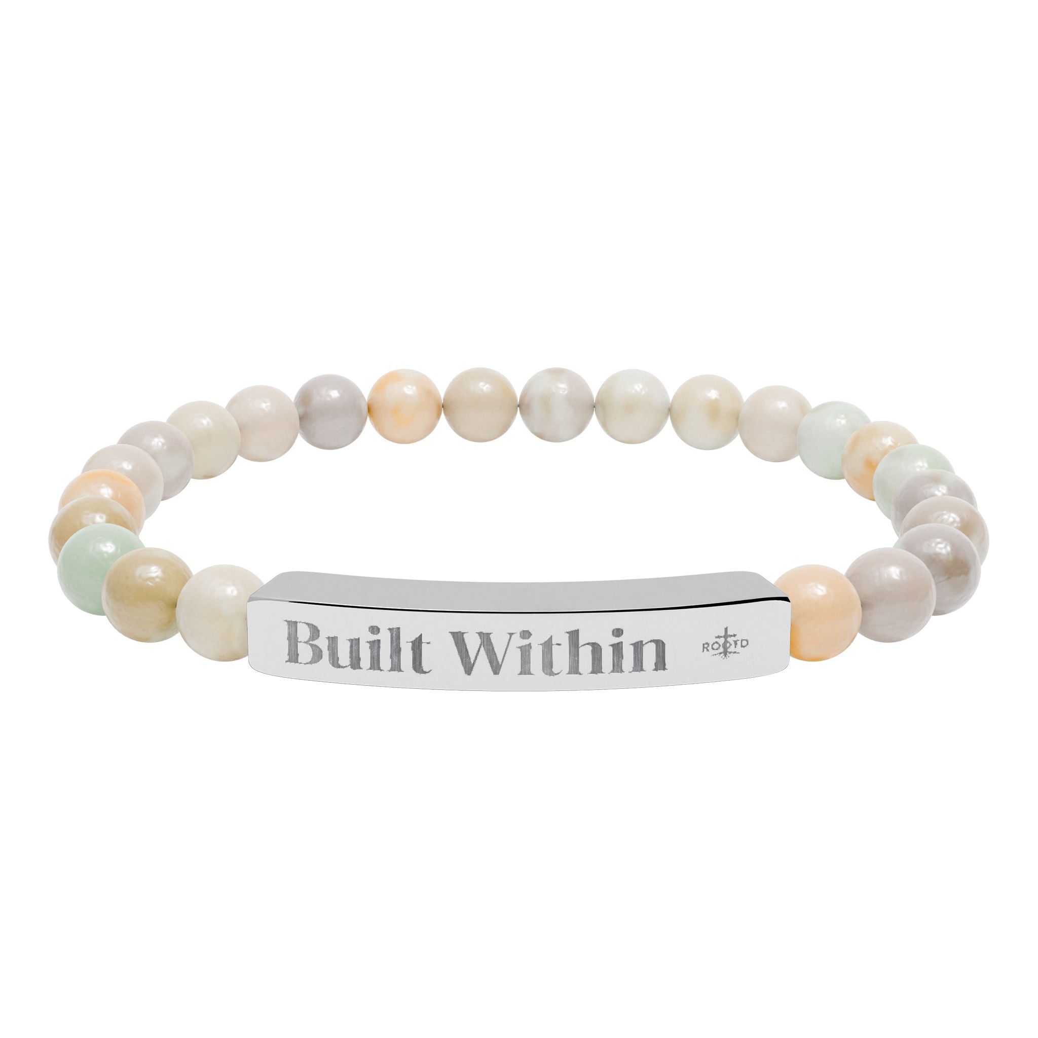 Engraved 'Built Within' Natural Stone Stretch Bracelet
