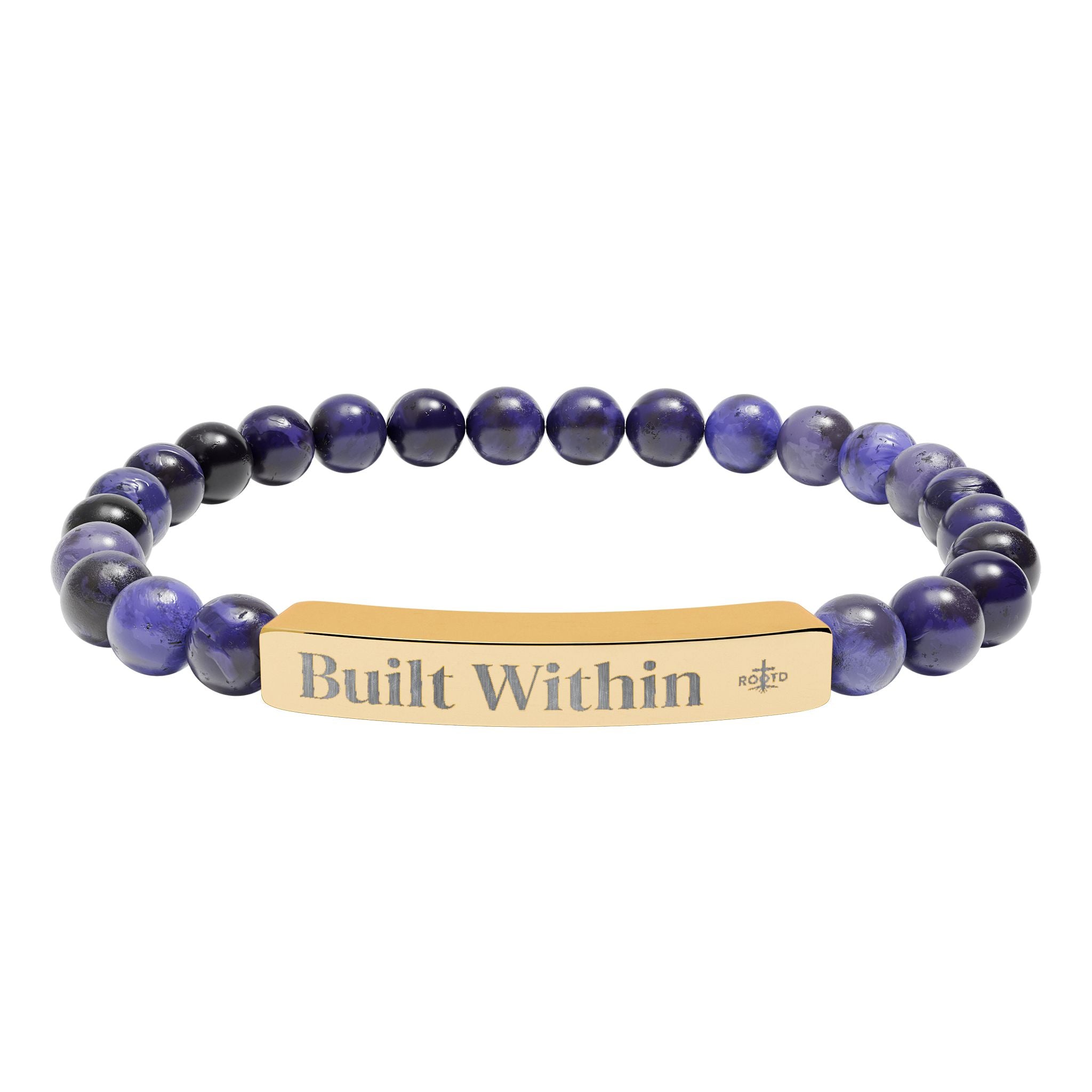 Engraved 'Built Within' Natural Stone Stretch Bracelet
