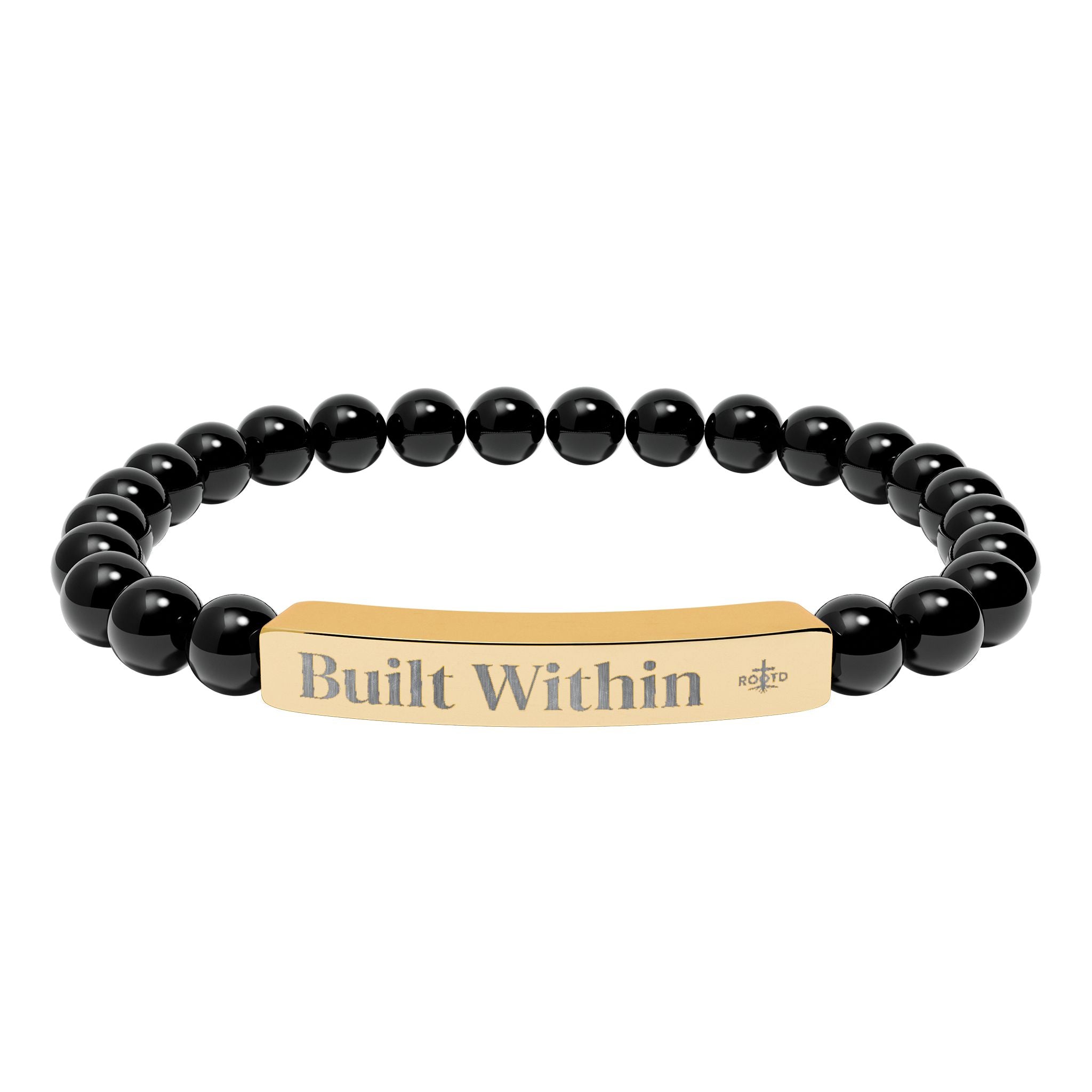 Engraved 'Built Within' Natural Stone Stretch Bracelet