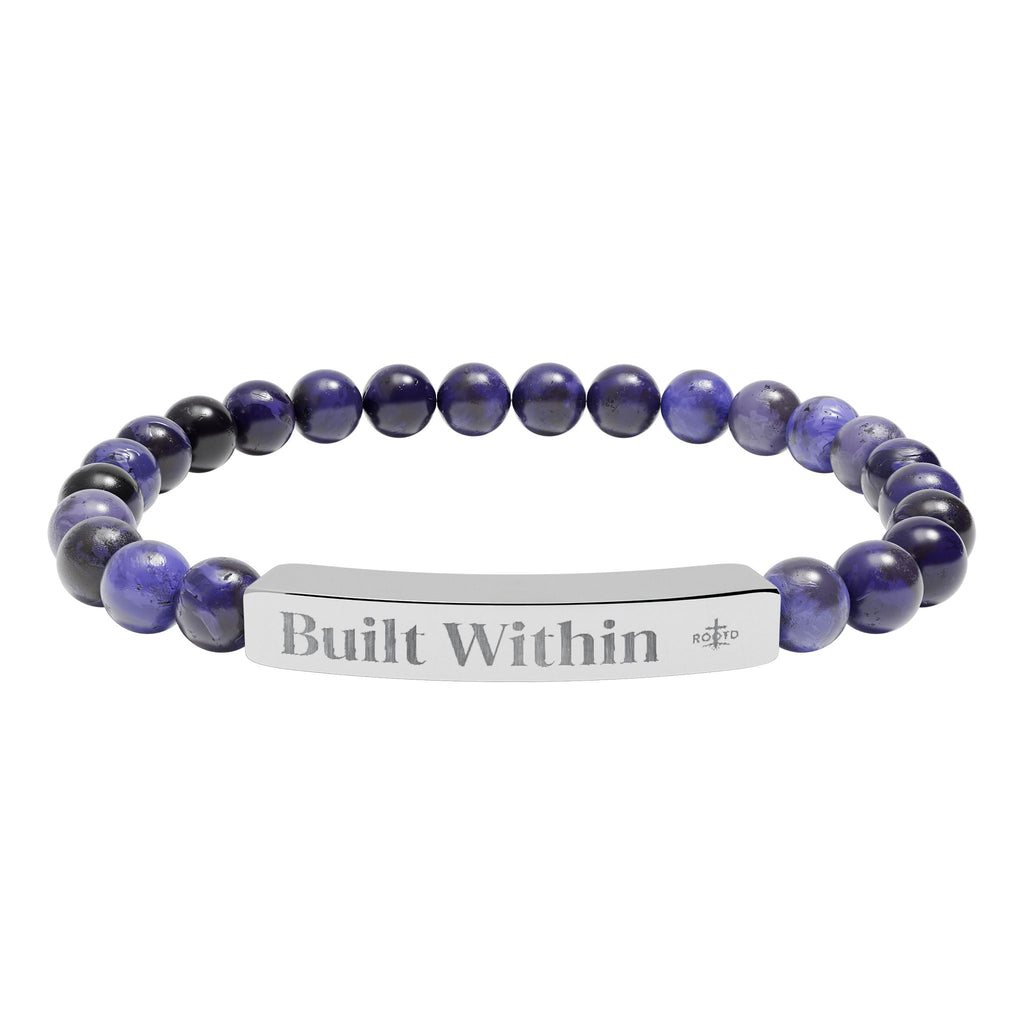 Engraved 'Built Within' Natural Stone Stretch Bracelet