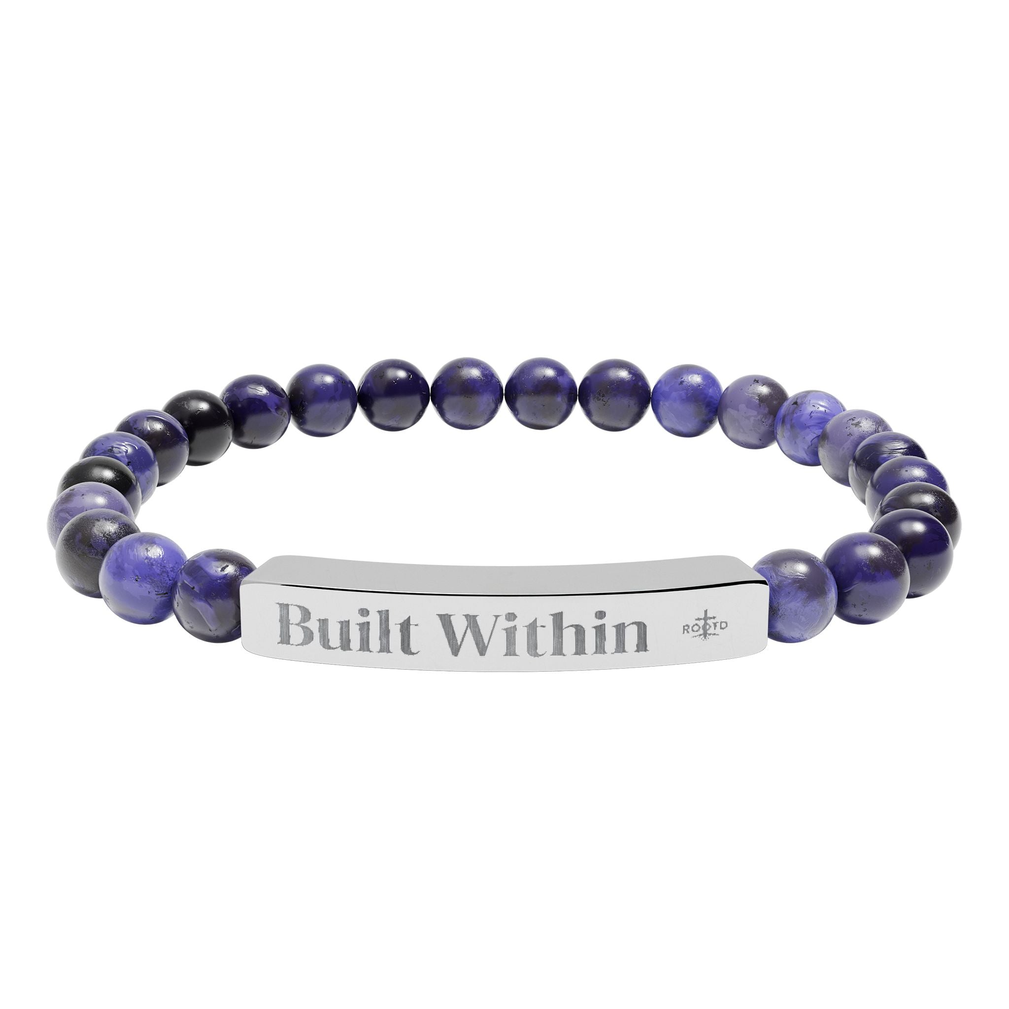 Engraved 'Built Within' Natural Stone Stretch Bracelet