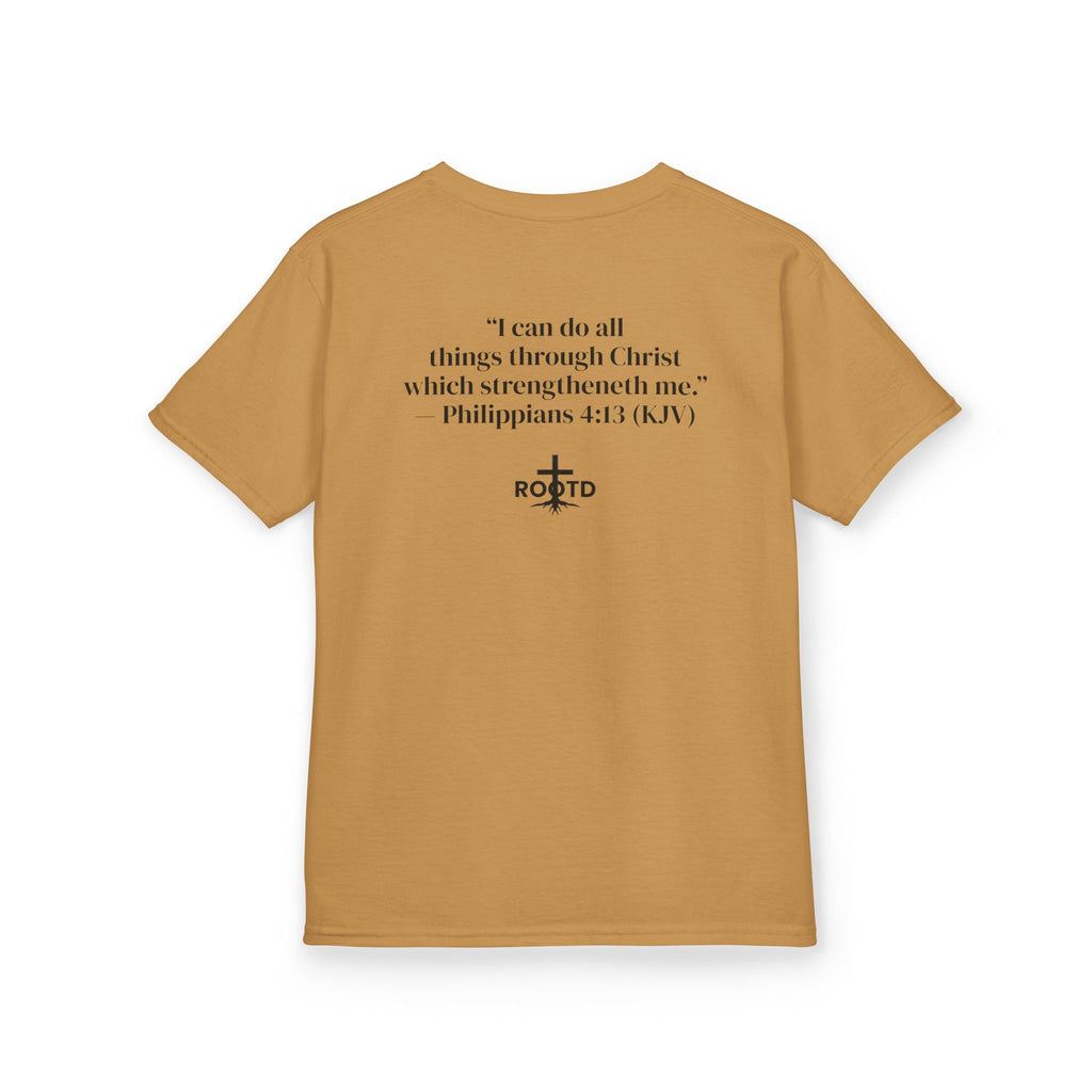 Kids Tee — "Built Within" Christian Scripture T‑Shirt (Philippians 4:13)
