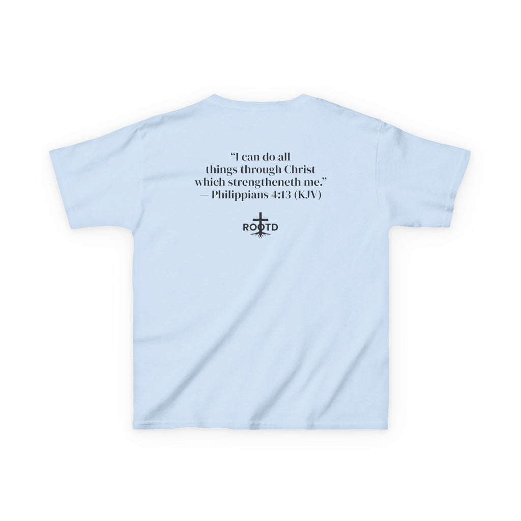Kids Tee — "Built Within" Christian Scripture T‑Shirt (Philippians 4:13)