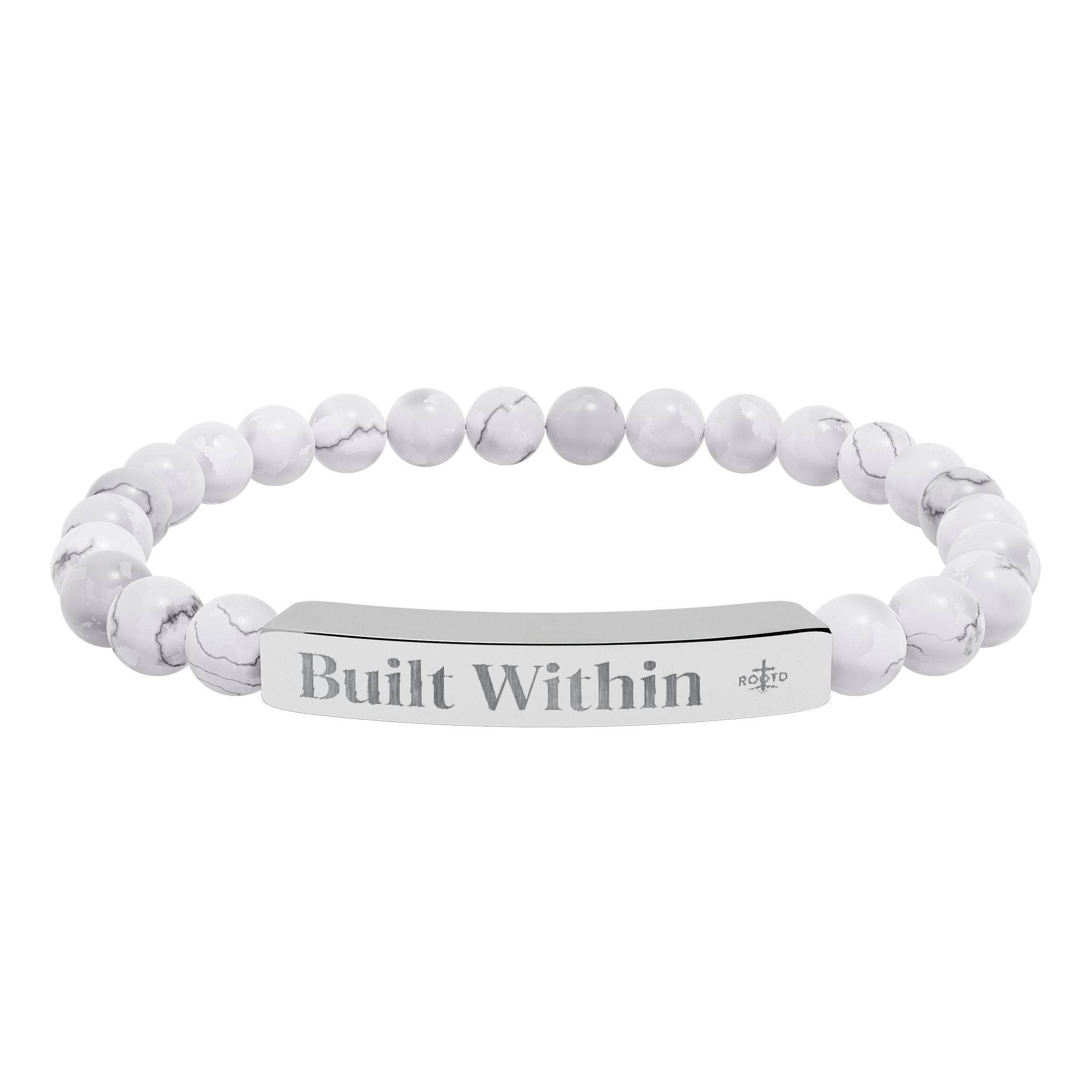 Engraved 'Built Within' Natural Stone Stretch Bracelet