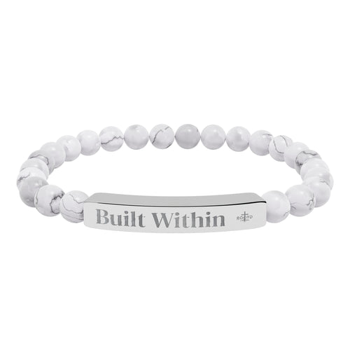 Engraved 'Built Within' Natural Stone Stretch Bracelet
