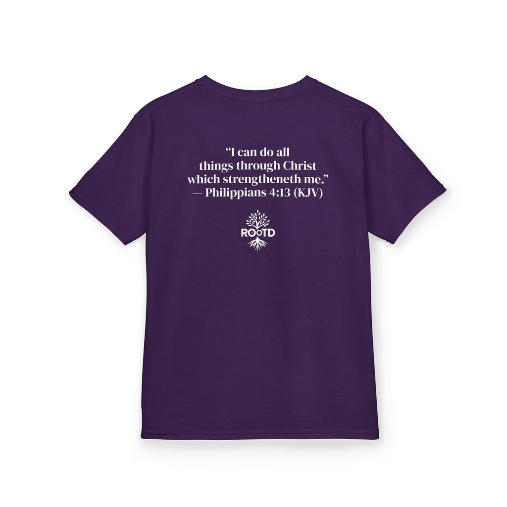 Kids Tee — "Built Within" Christian Scripture T‑Shirt (Philippians 4:13)