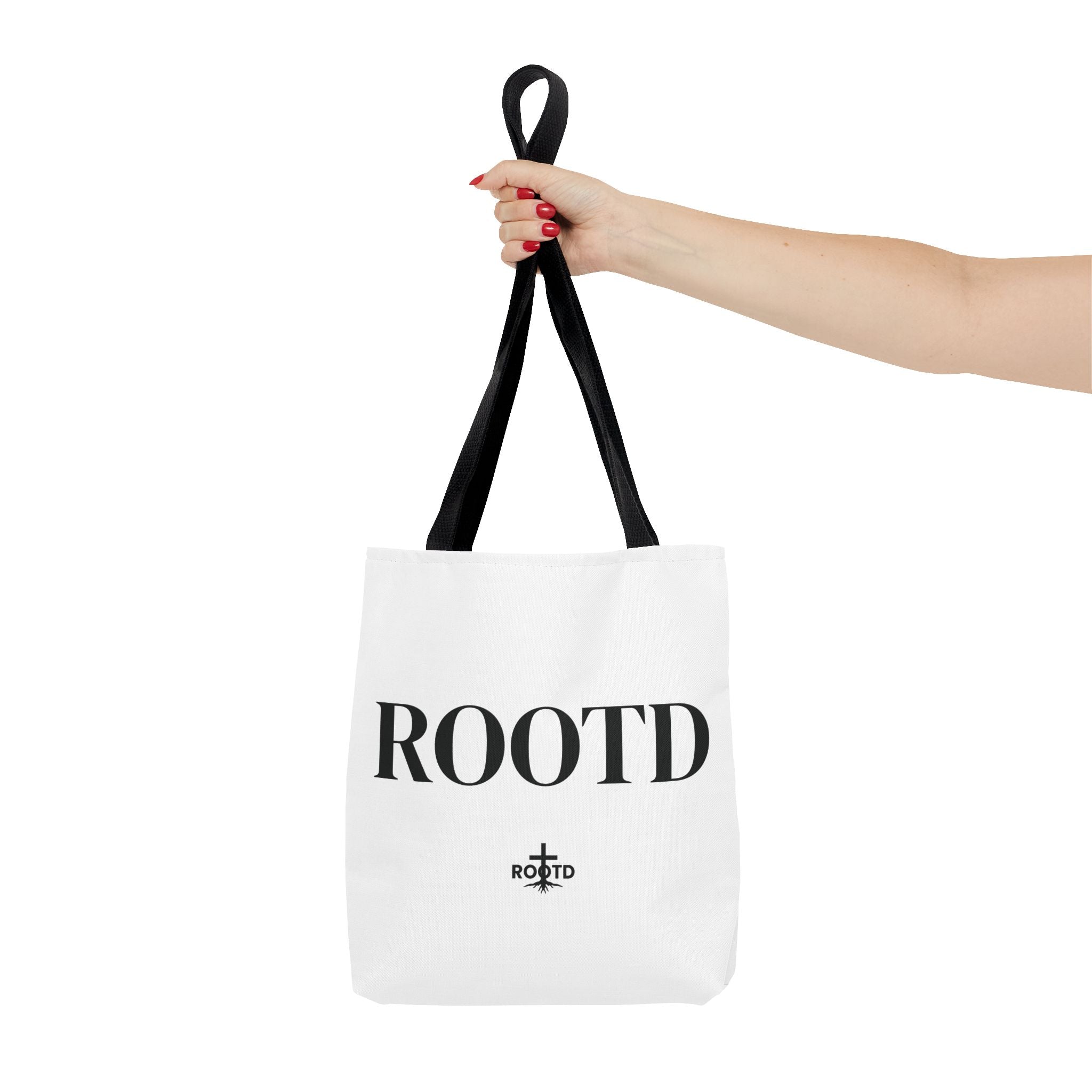 ROOTD Logo Tote Bag — Minimalist Black & White Everyday Carry