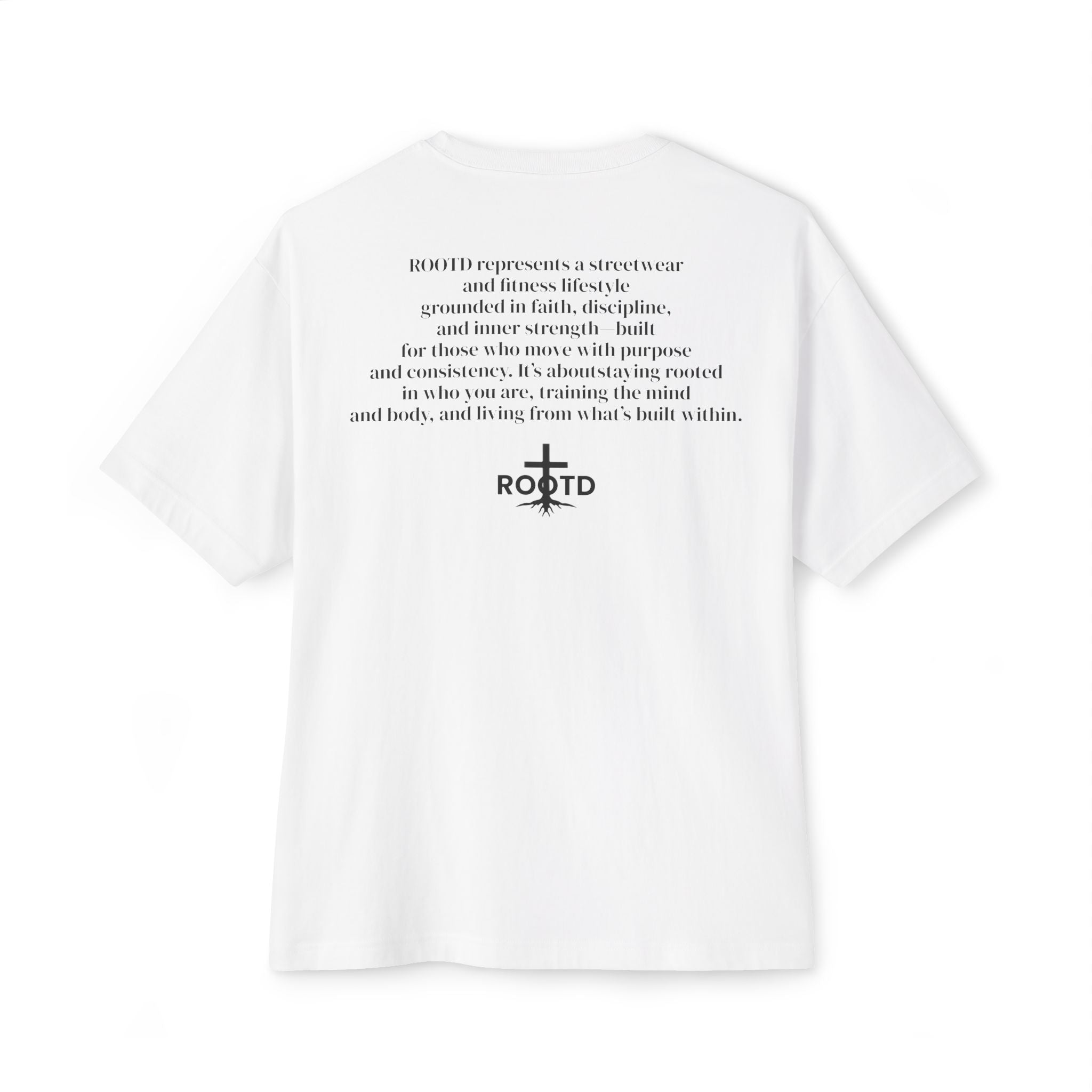 ROOTD Logo Oversized Tee — Minimalist Faith Graphic T‑Shirt