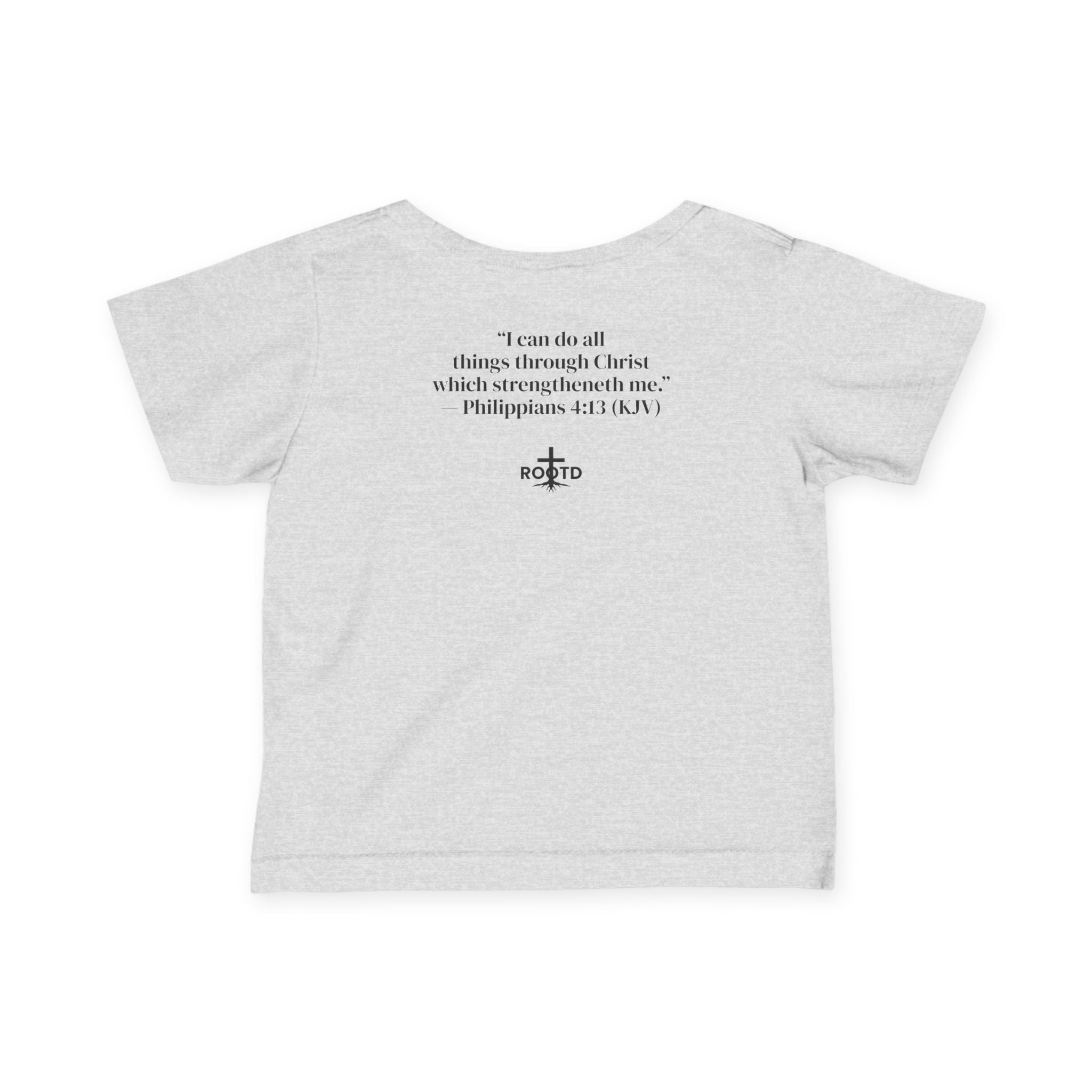 Infant Tee "Built Within" | Christian Baby Shirt with 'Rooted' Cross & Philippians 4:13 Back