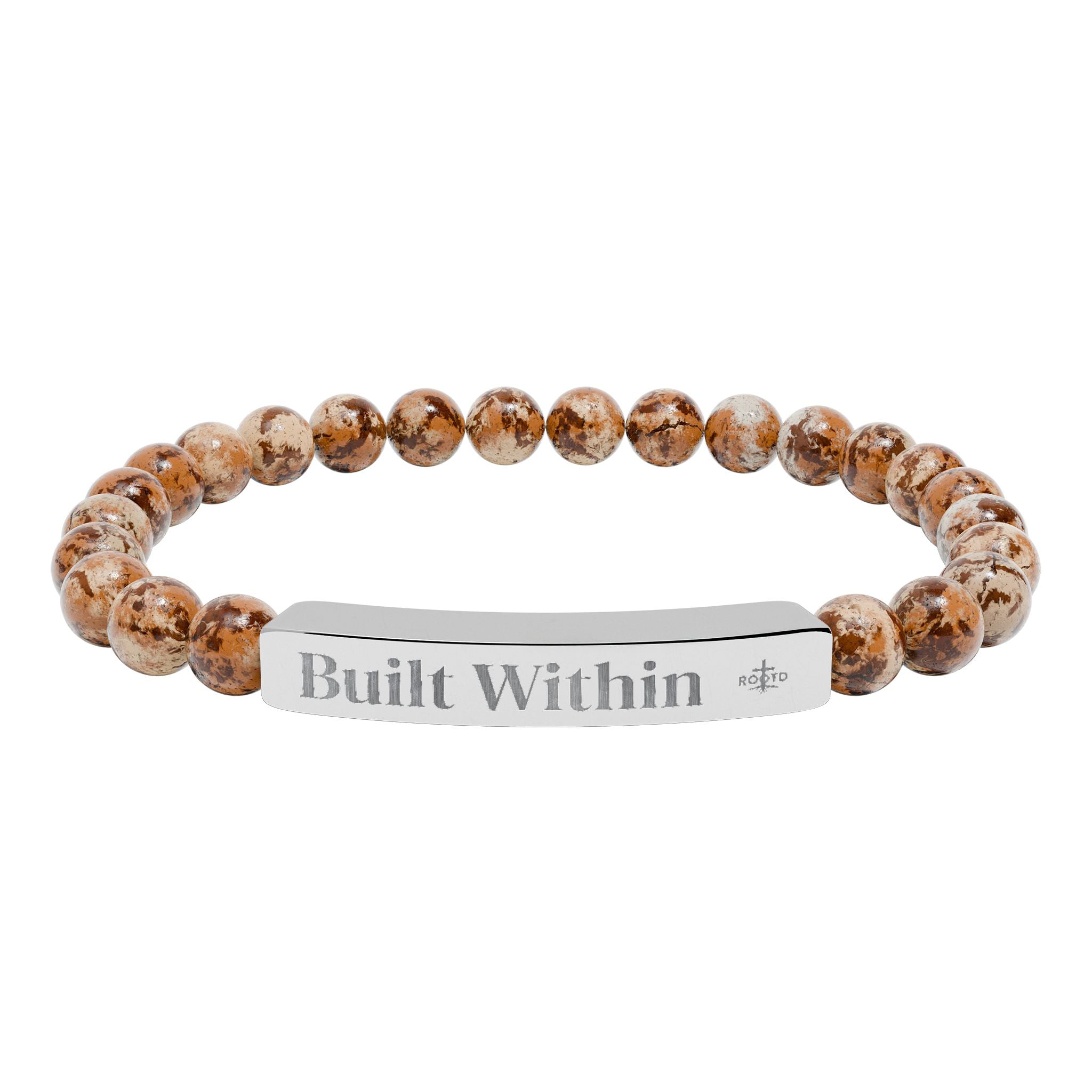 Engraved 'Built Within' Natural Stone Stretch Bracelet
