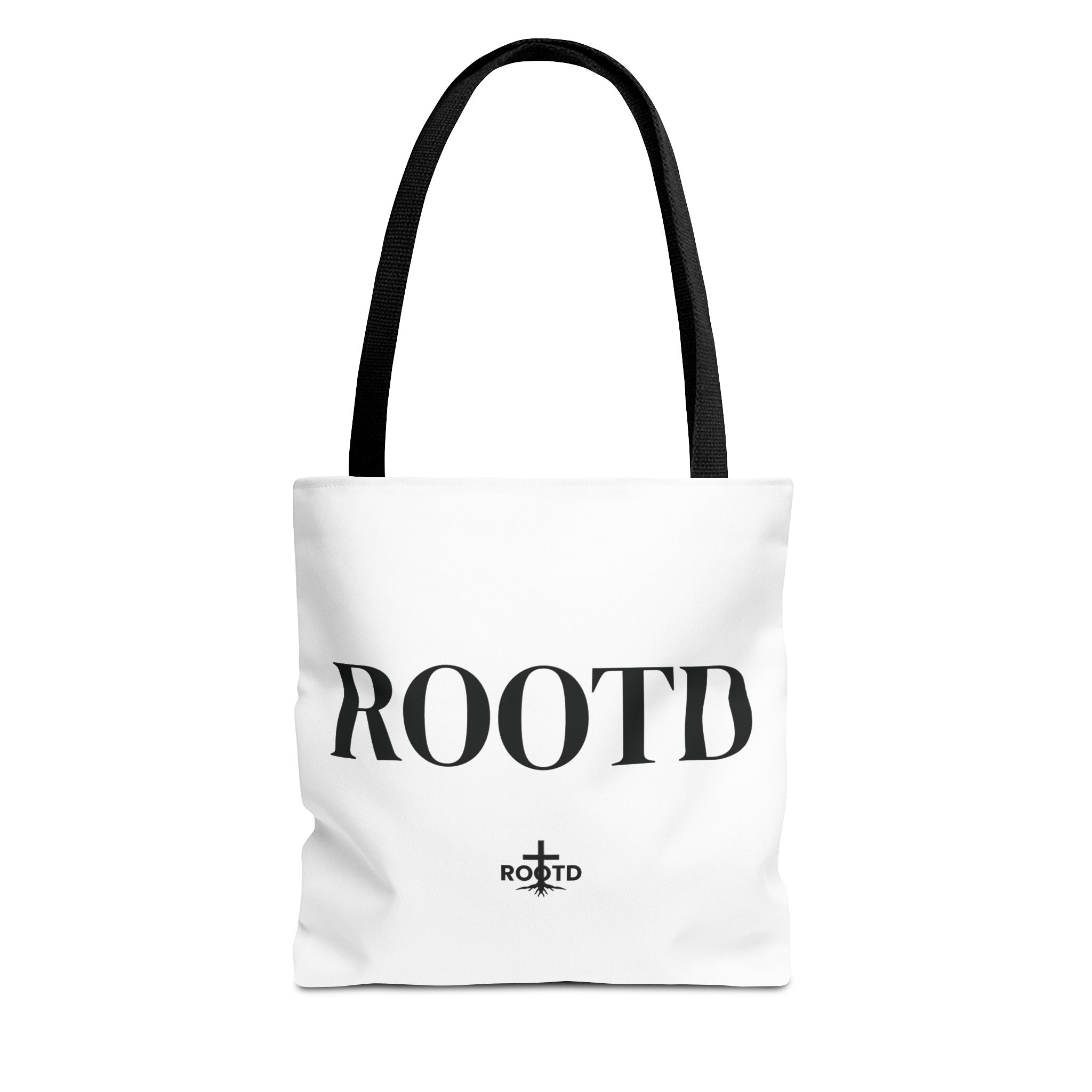 ROOTD Logo Tote Bag — Minimalist Black & White Everyday Carry