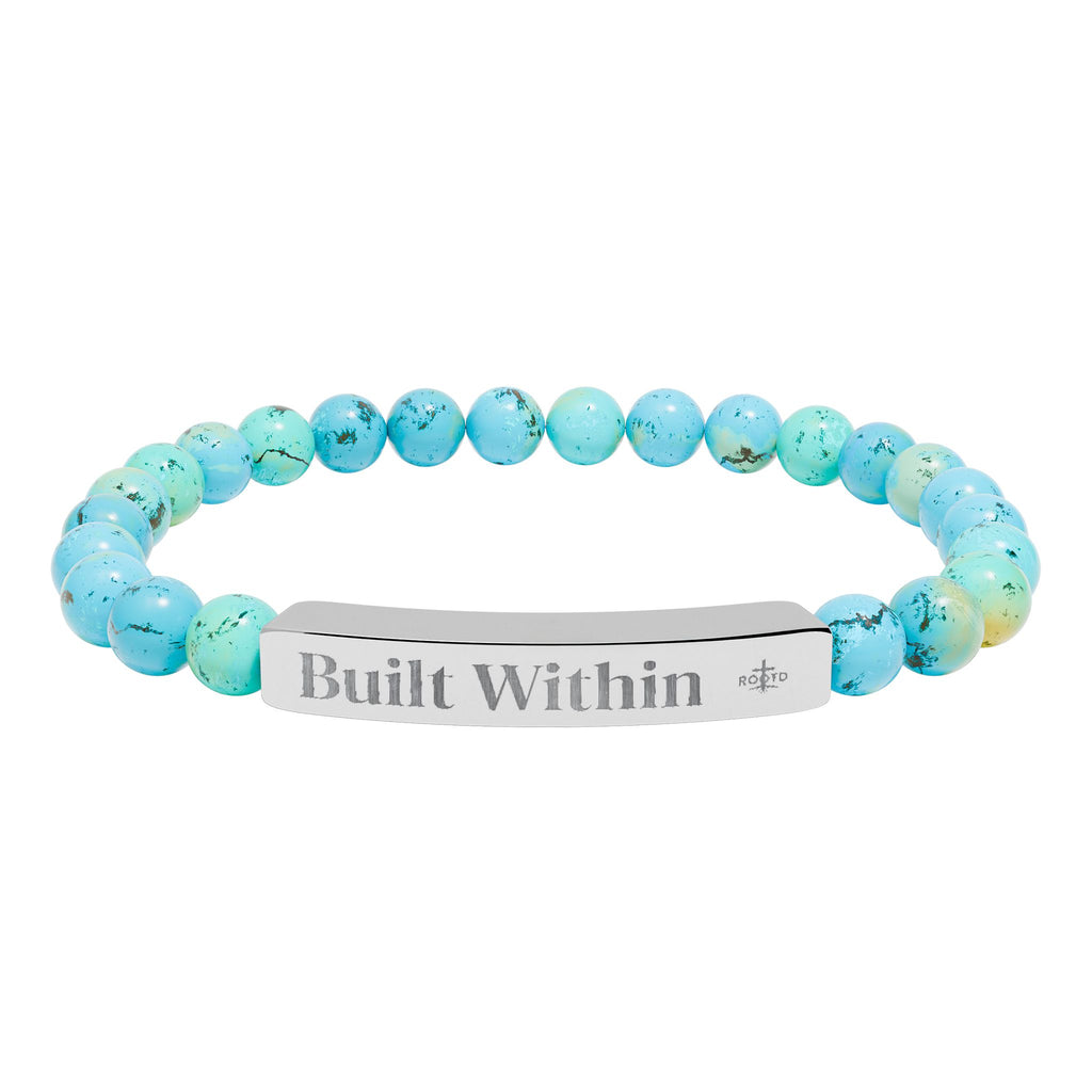 Engraved 'Built Within' Natural Stone Stretch Bracelet