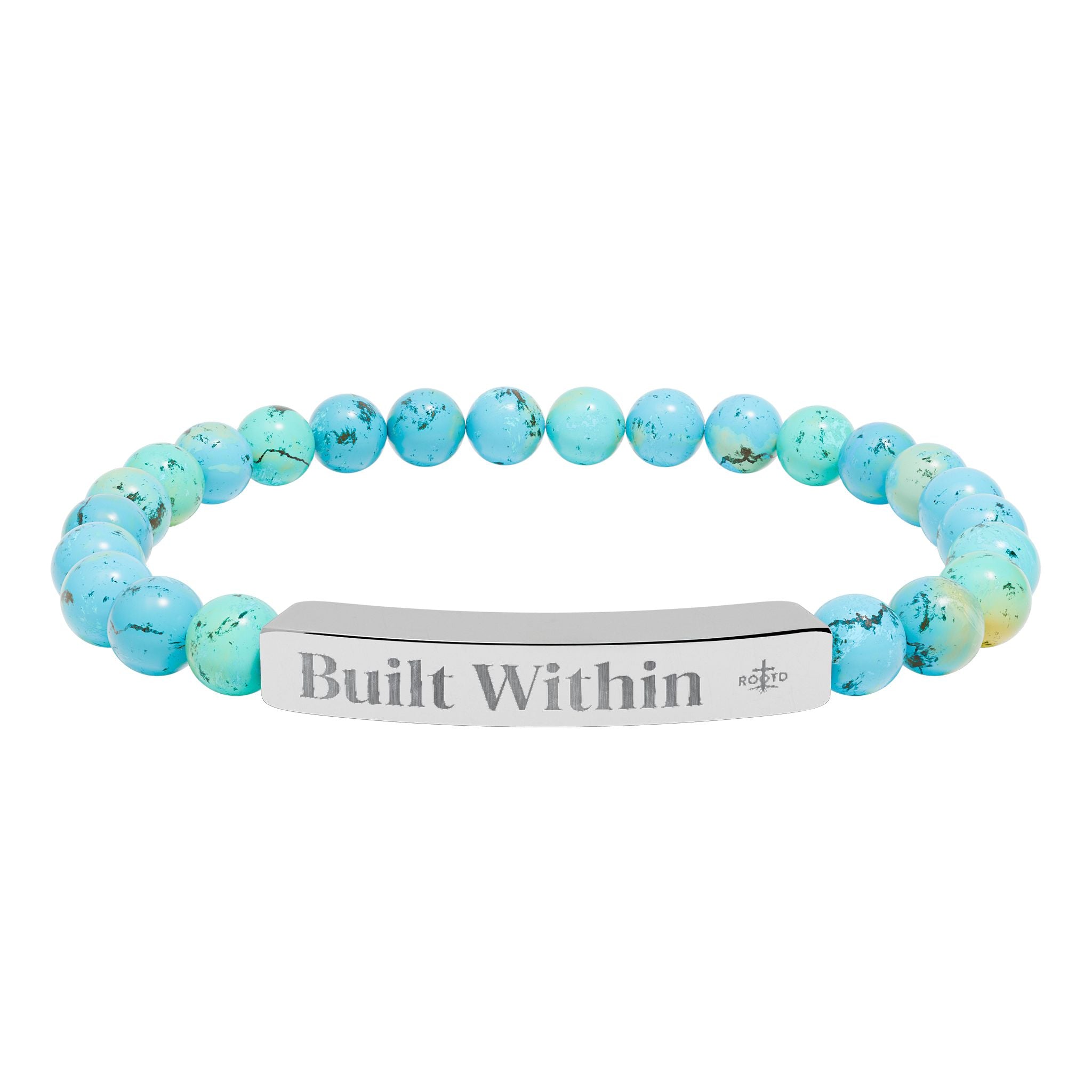 Engraved 'Built Within' Natural Stone Stretch Bracelet