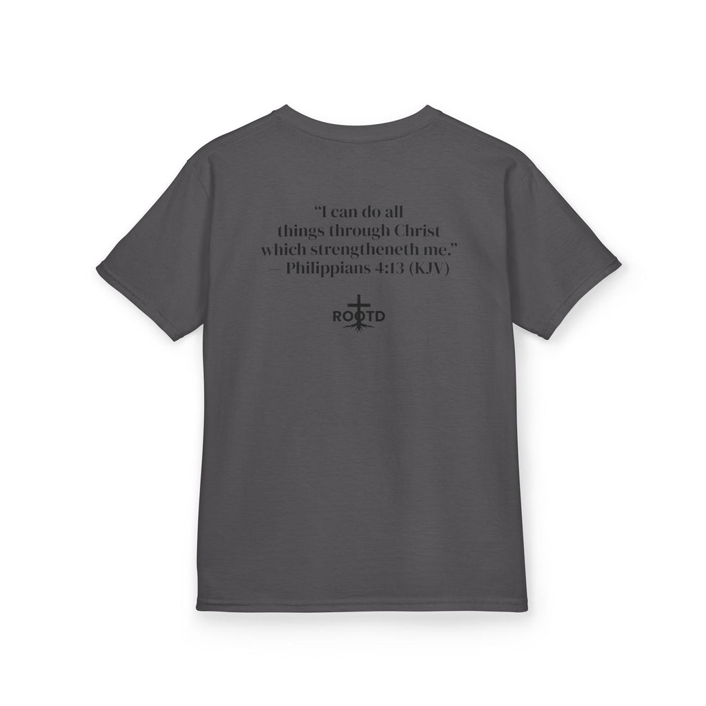 Kids Tee — "Built Within" Christian Scripture T‑Shirt (Philippians 4:13)