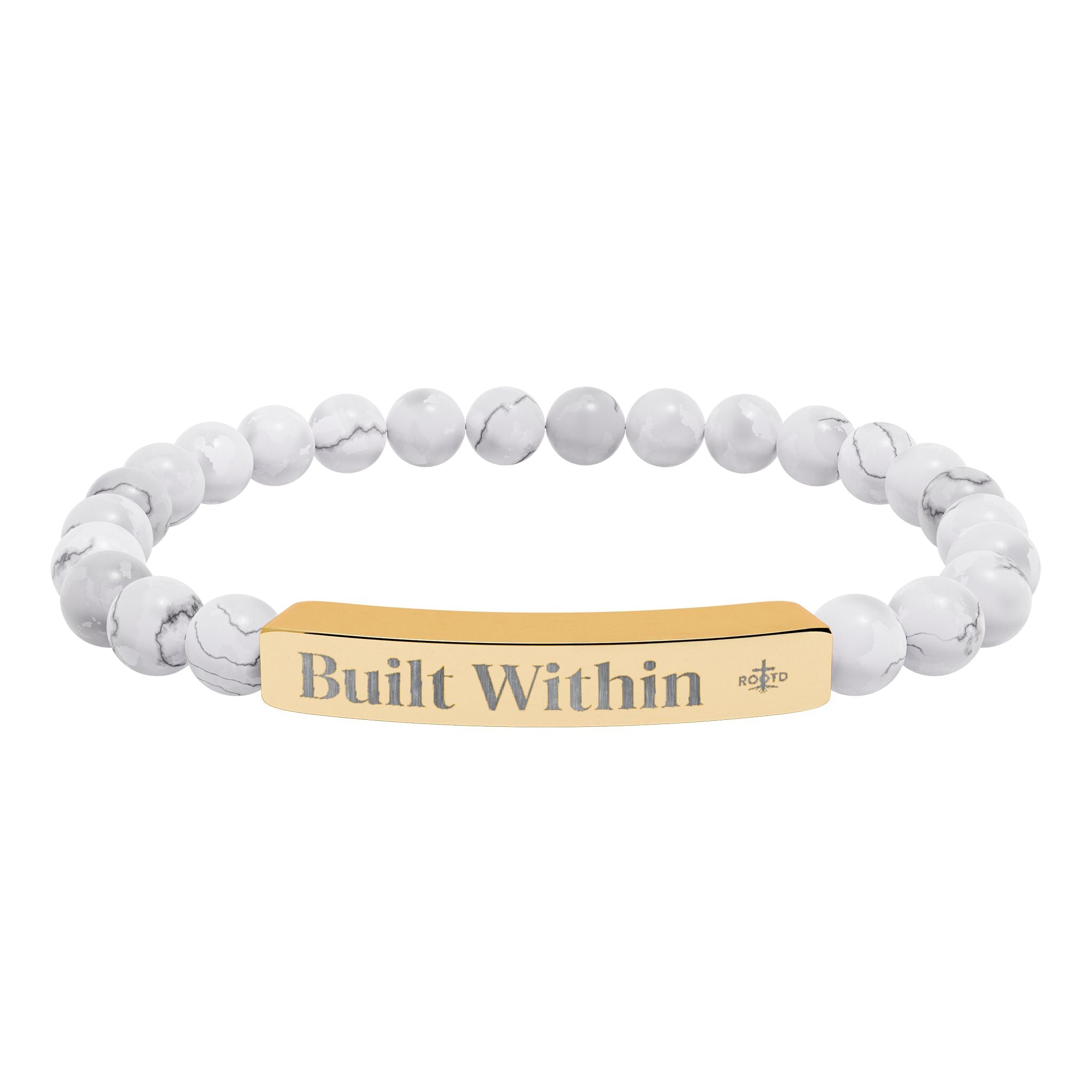 Engraved 'Built Within' Natural Stone Stretch Bracelet