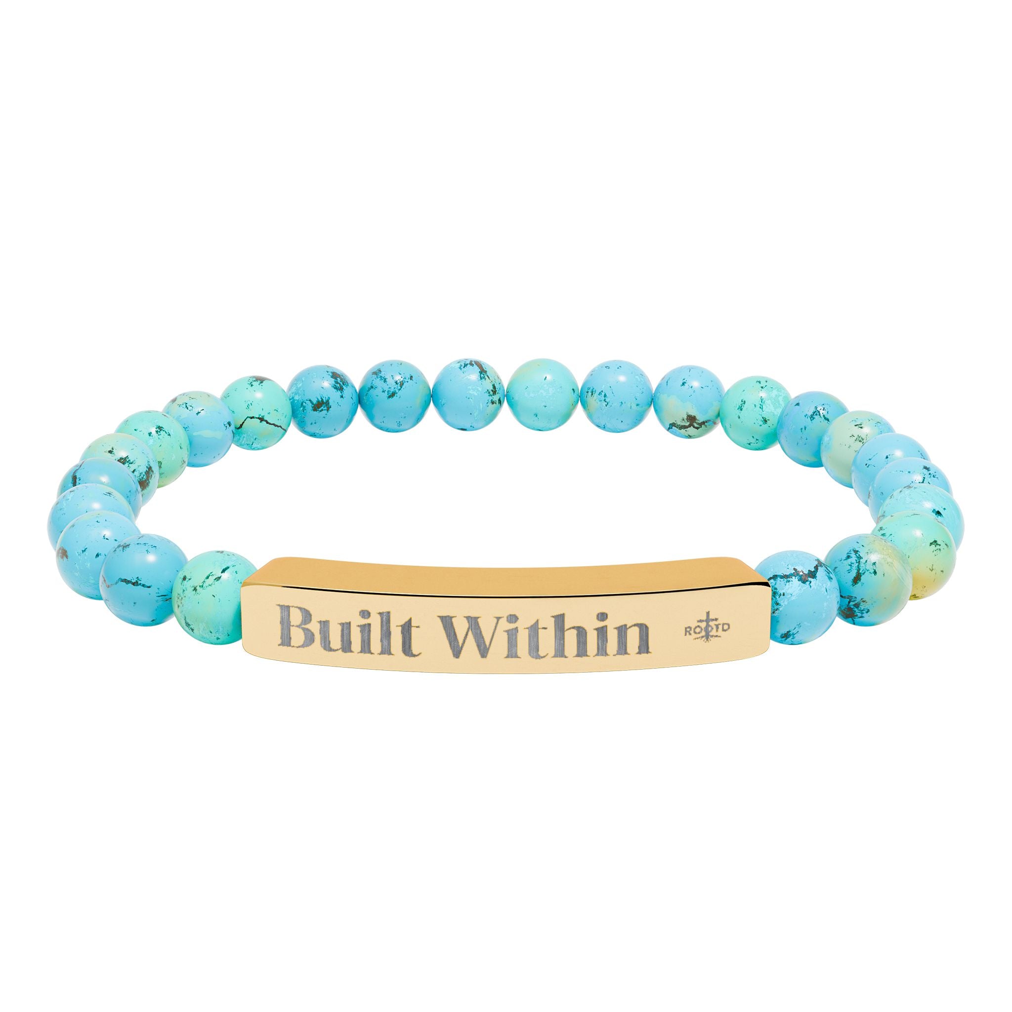 Engraved 'Built Within' Natural Stone Stretch Bracelet