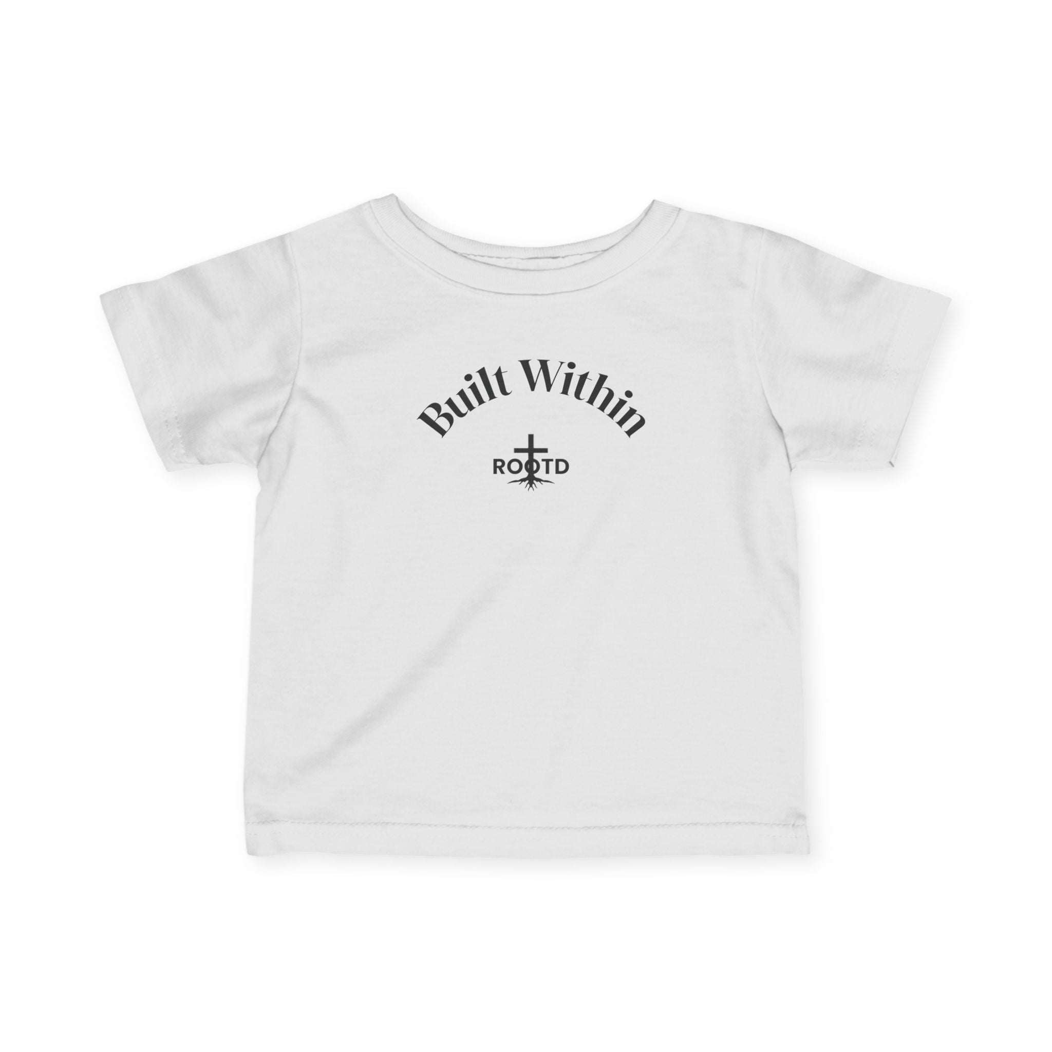 Infant Tee "Built Within" | Christian Baby Shirt with 'Rooted' Cross & Philippians 4:13 Back