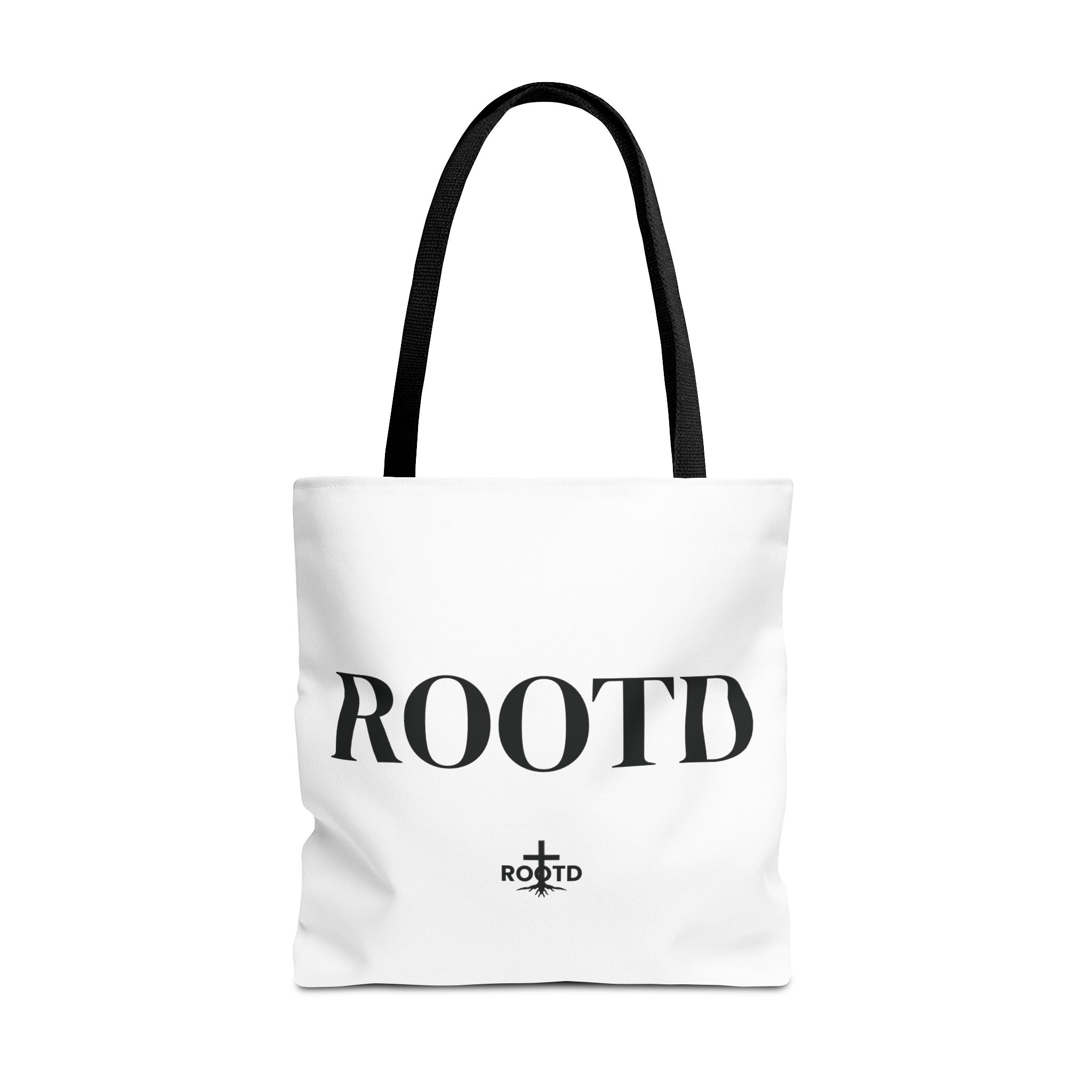 ROOTD Logo Tote Bag — Minimalist Black & White Everyday Carry