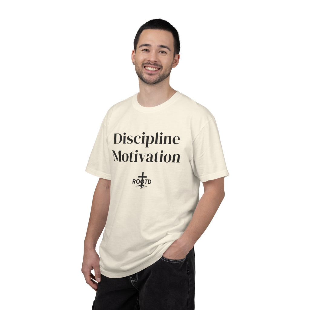 Discipline Over Motivation Christian T‑Shirt — 2 Timothy 1:7 Scripture Tee