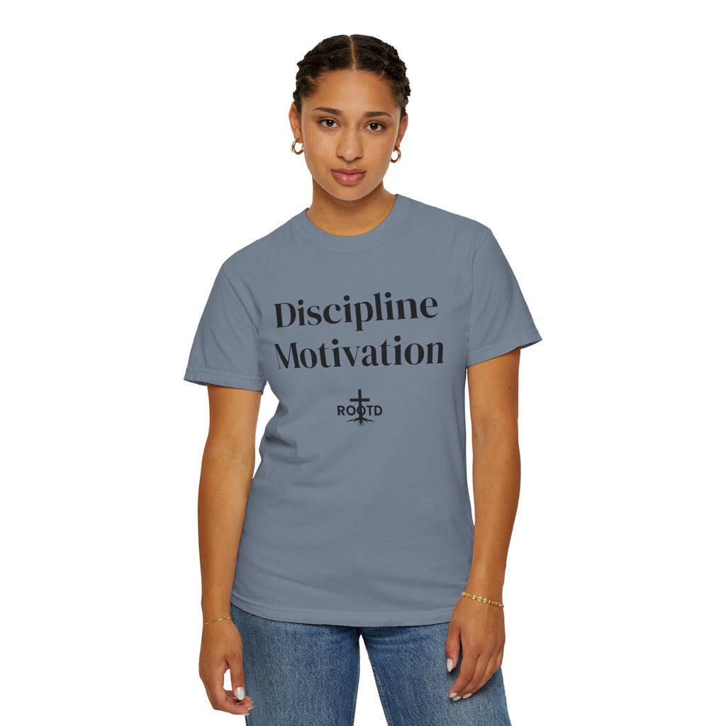 Discipline Over Motivation Christian T‑Shirt — 2 Timothy 1:7 Scripture Tee