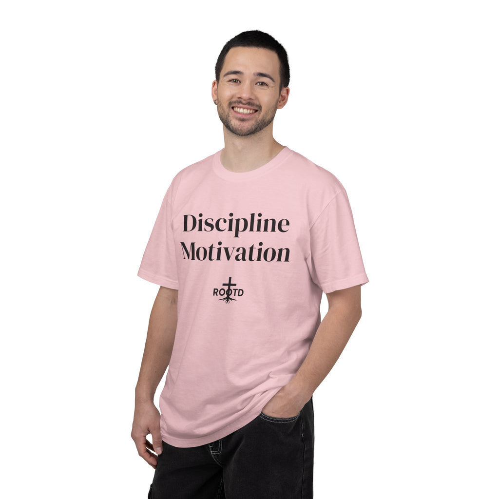 Discipline Over Motivation Christian T‑Shirt — 2 Timothy 1:7 Scripture Tee