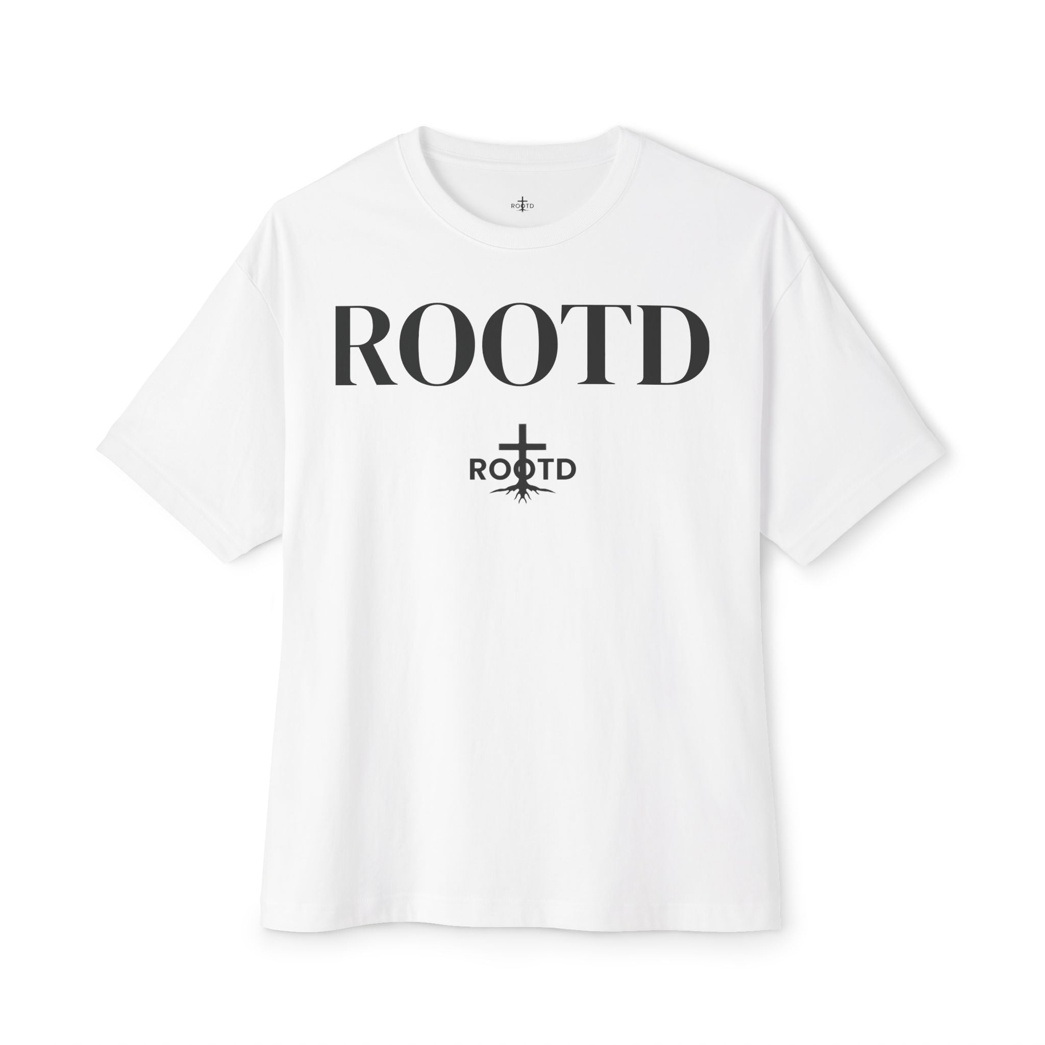 ROOTD Logo Oversized Tee — Minimalist Faith Graphic T‑Shirt