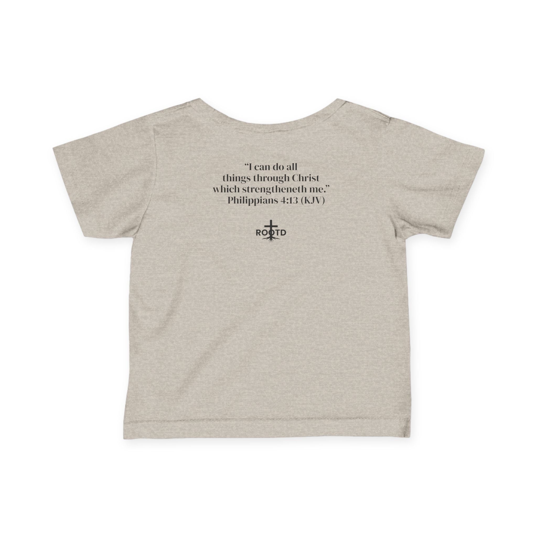 Infant Tee "Built Within" | Christian Baby Shirt with 'Rooted' Cross & Philippians 4:13 Back