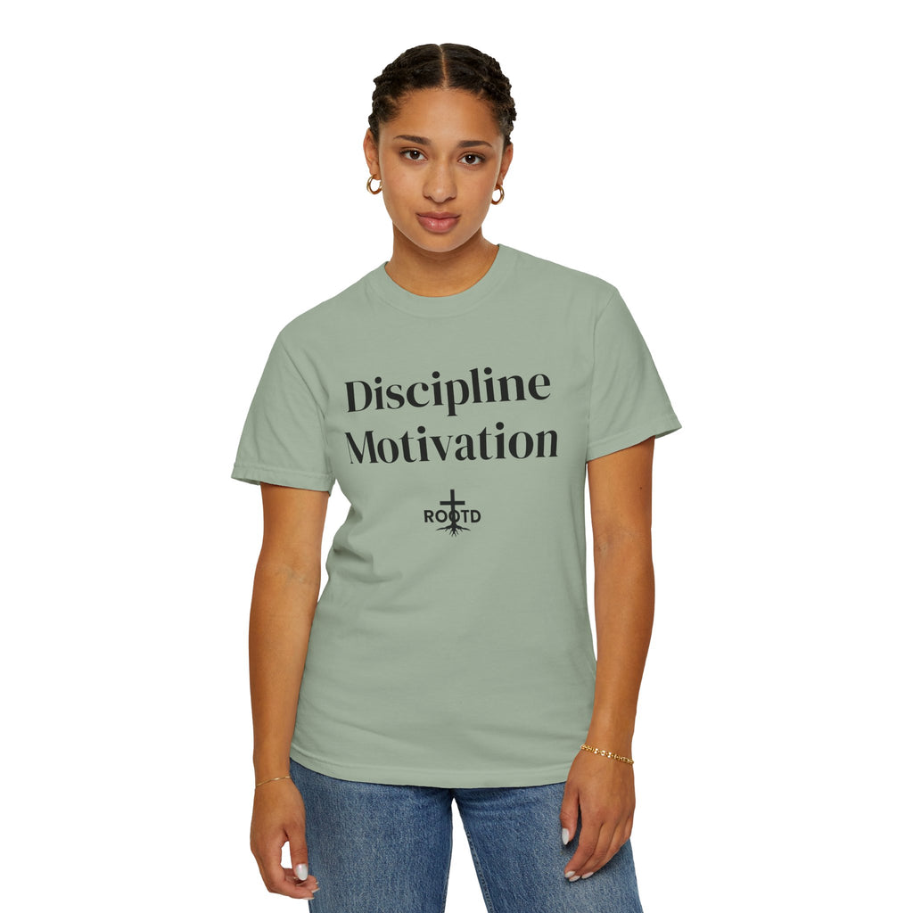 Discipline Over Motivation Christian T‑Shirt — 2 Timothy 1:7 Scripture Tee